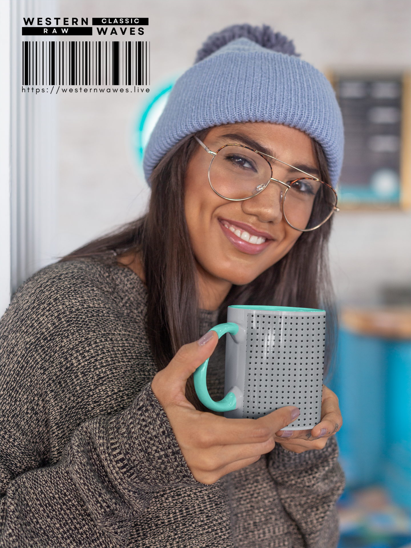 Two Tone Accent Coffee Mug 11oz_ N7+ Series ACMUG11OZ PT2WW001_ Limited Edition Stylish Perforated Design by WesternWaves: