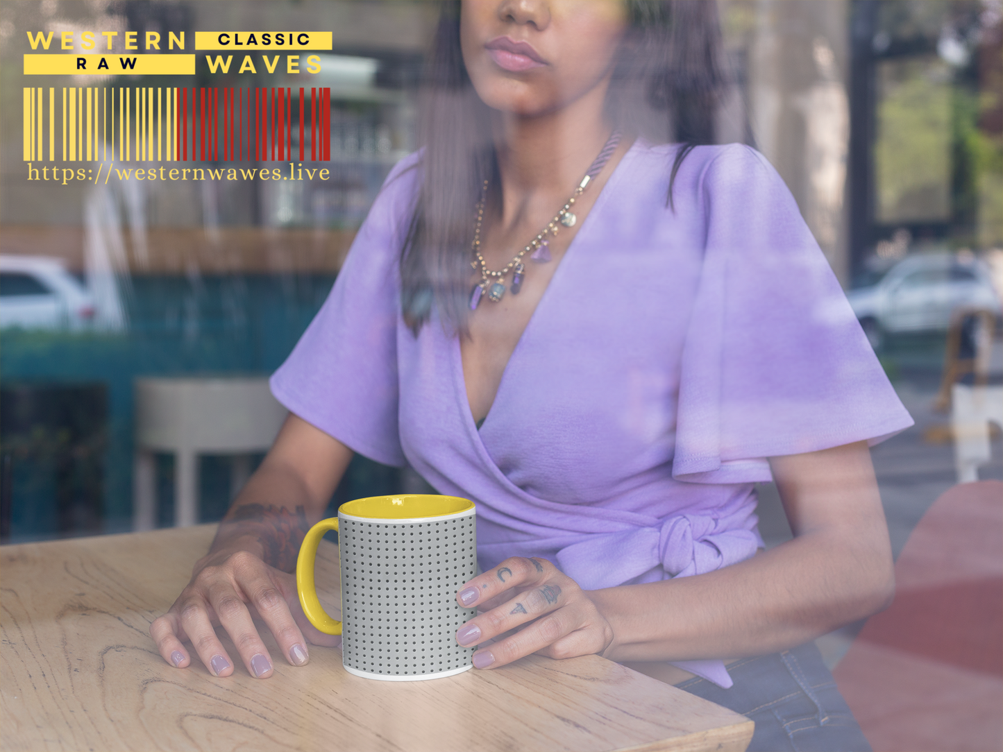 Two Tone Accent Coffee Mug 11oz_ N7+ Series ACMUG11OZ PT2WW001_ Limited Edition Stylish Perforated Design by WesternWaves: