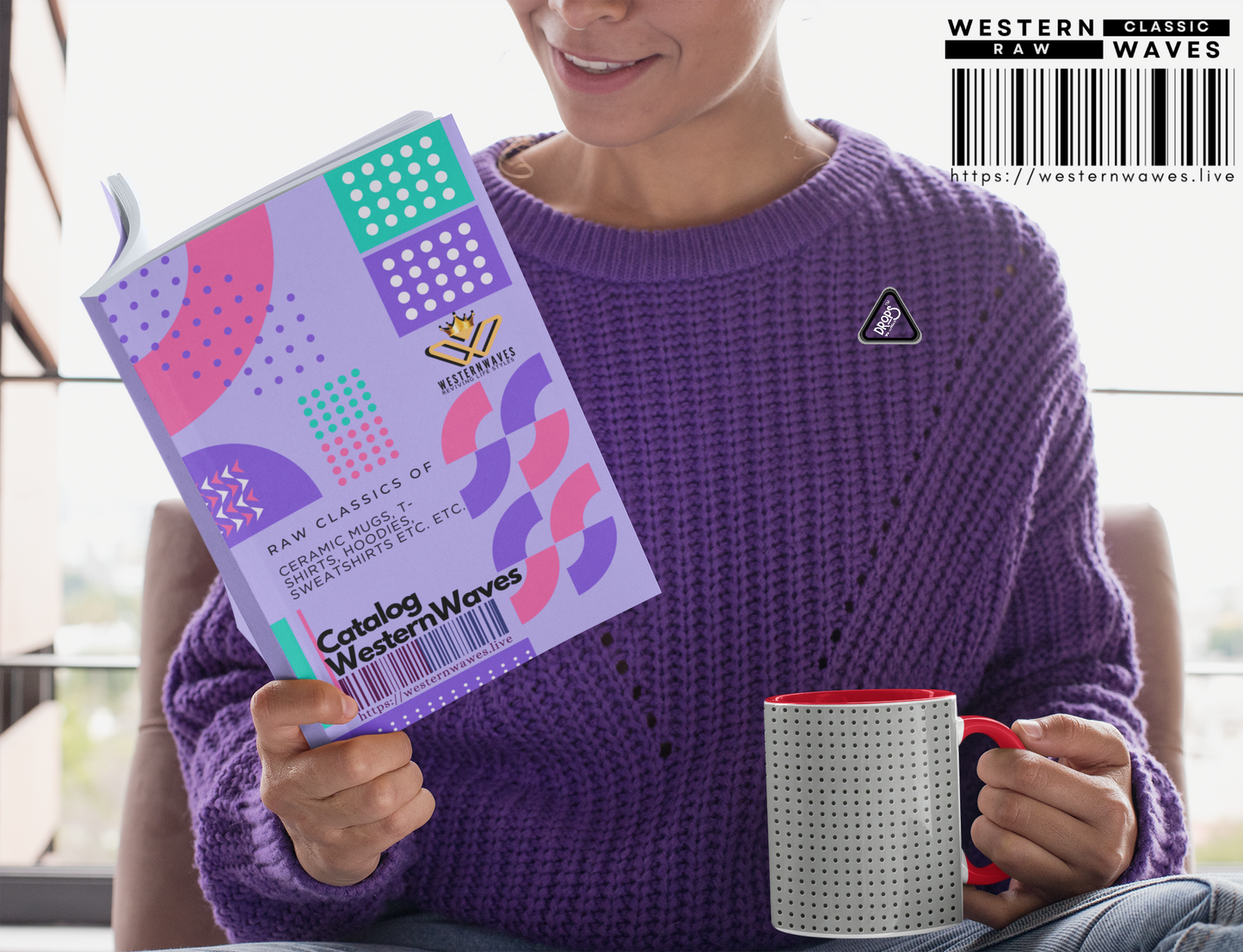 Two Tone Accent Coffee Mug 11oz_ N7+ Series ACMUG11OZ PT2WW001_ Limited Edition Stylish Perforated Design by WesternWaves: