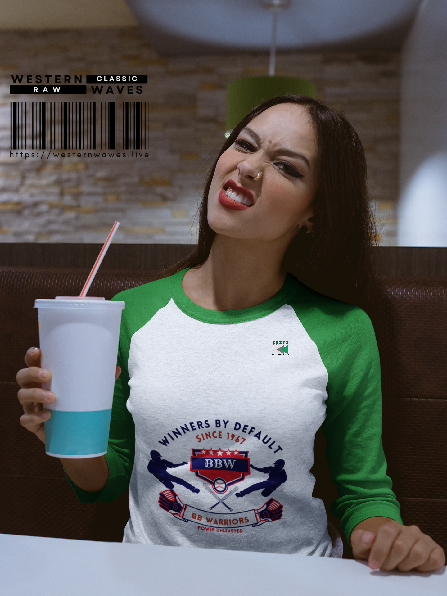 Unisex 3/4 Sleeve Baseball Tee_ N7* Series US3/4SBBTEE PT2WW001_ Limited Edition Baseball Tee by WesternWaves: