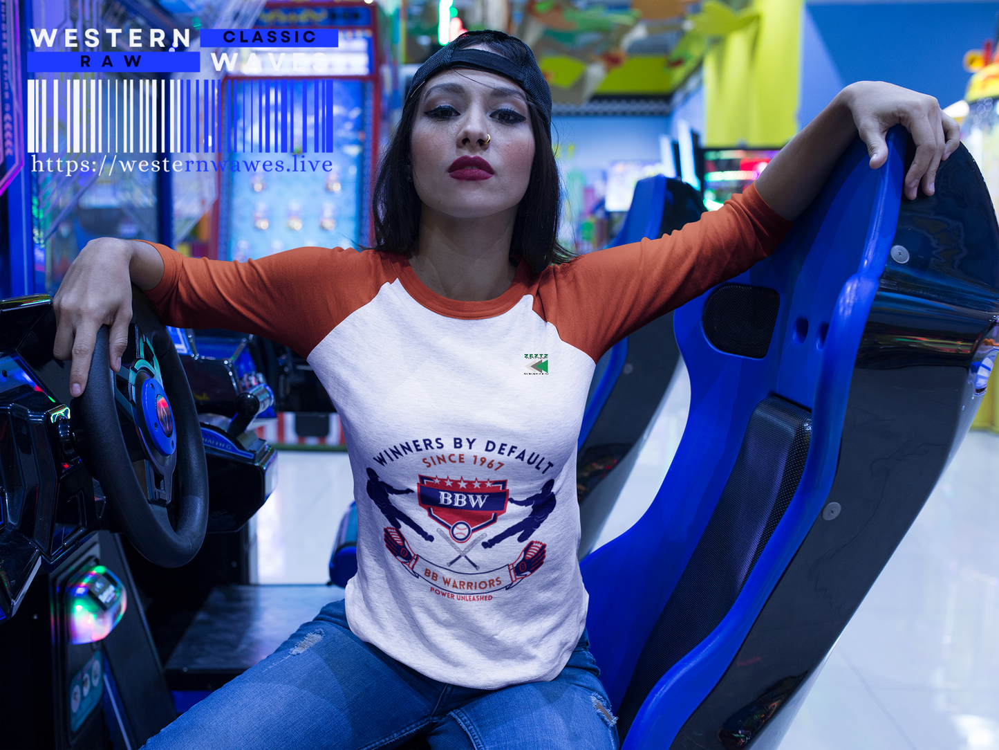 Unisex 3/4 Sleeve Baseball Tee_ N7* Series US3/4SBBTEE PT2WW001_ Limited Edition Baseball Tee by WesternWaves: