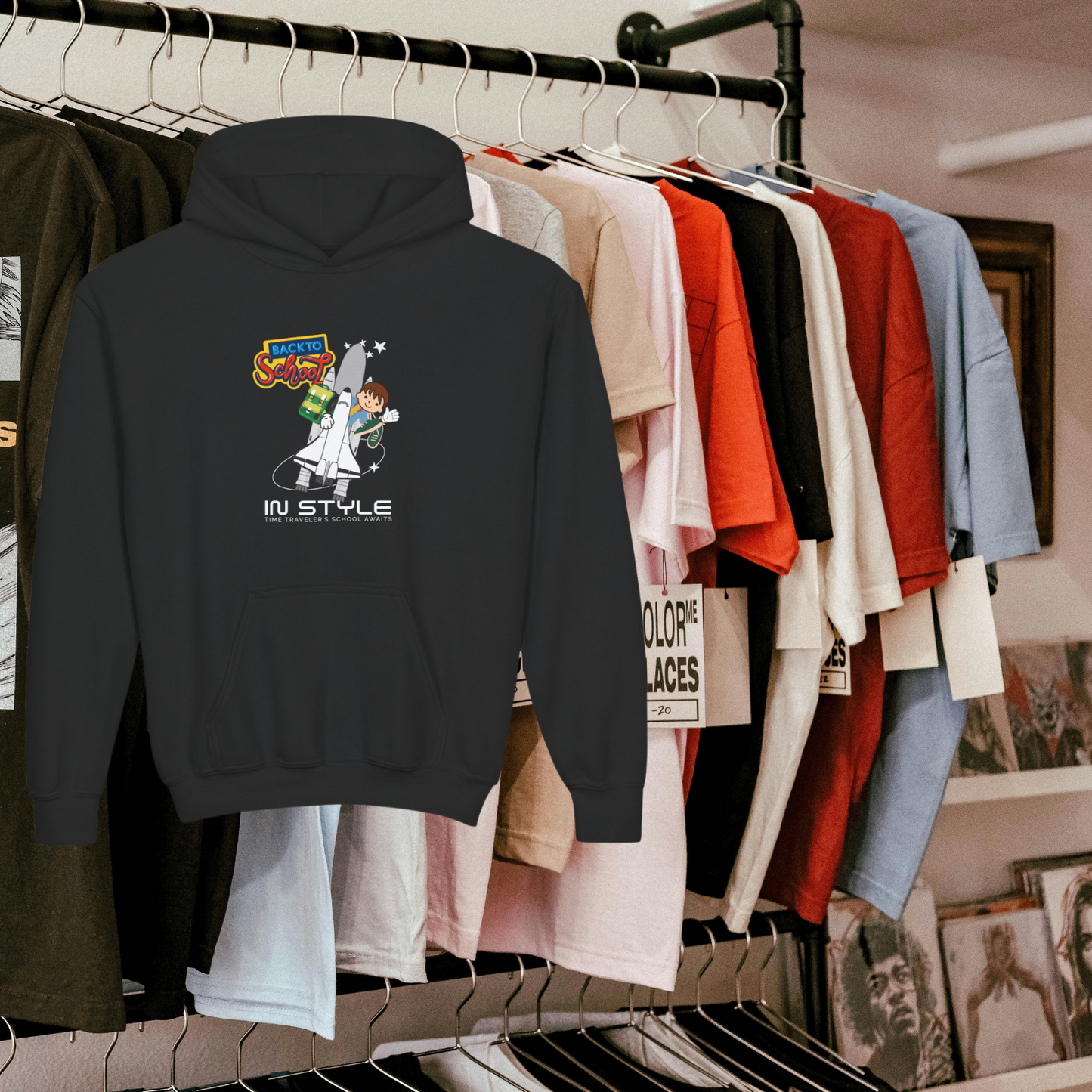Youth Heavy Blend Hooded Sweatshirt_ Cozy Comfort & Playful Prints for Active Kids_ N8 Series YHBHS002_ Back to School Series Limited Edition by WesternWaves: