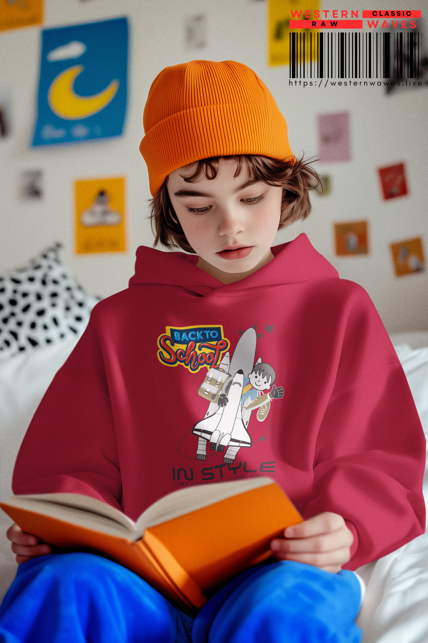 Youth Heavy Blend Hooded Sweatshirt_ Cozy Comfort & Playful Prints for Active Kids_ N8 Series YHBHS002_ Back to School Series Limited Edition by WesternWaves: