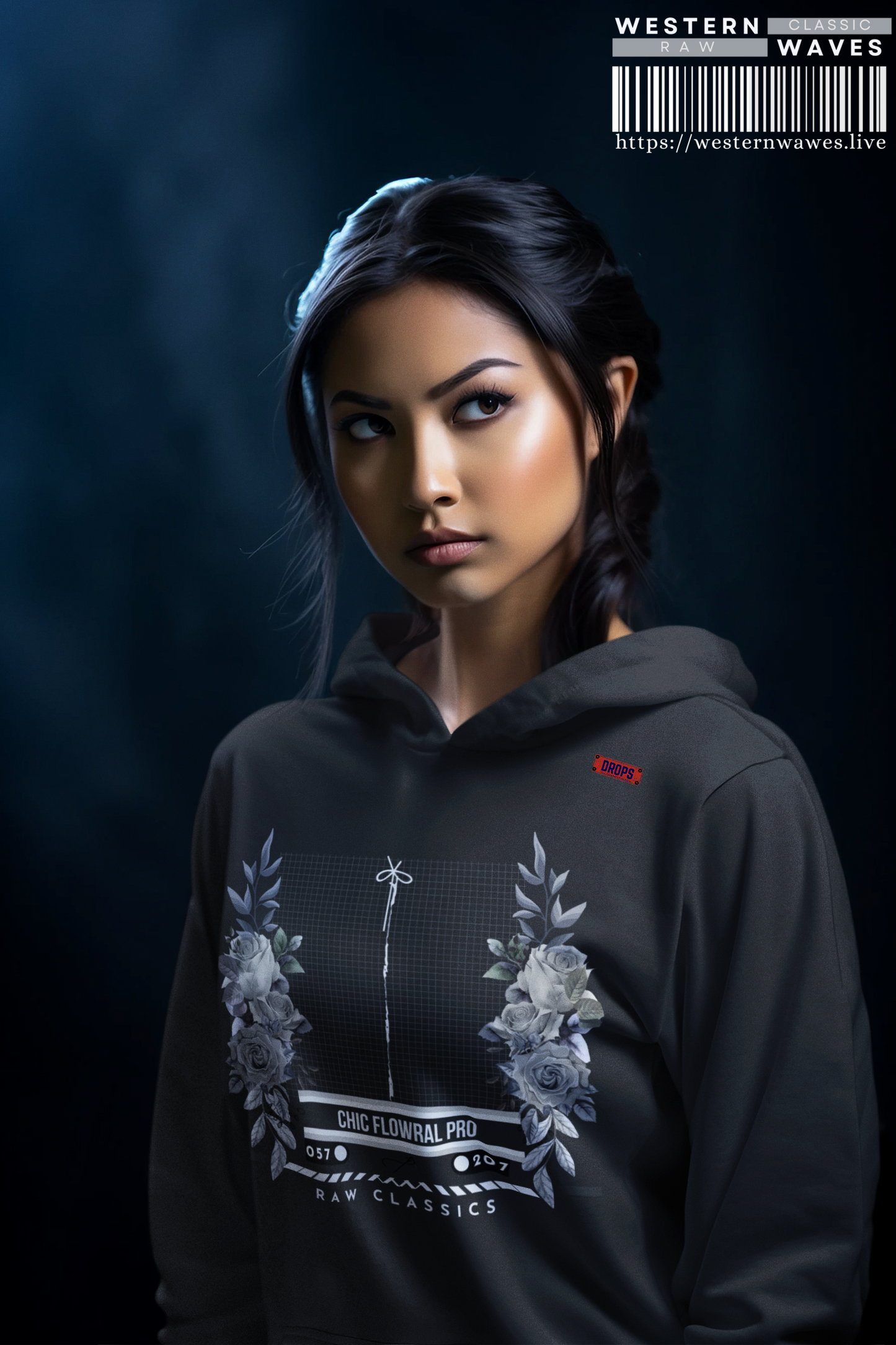 Lightweight Hooded Sweatshirt_ Series UWD 053_ Limited Edition Floral Streetwear by WesternWaves: