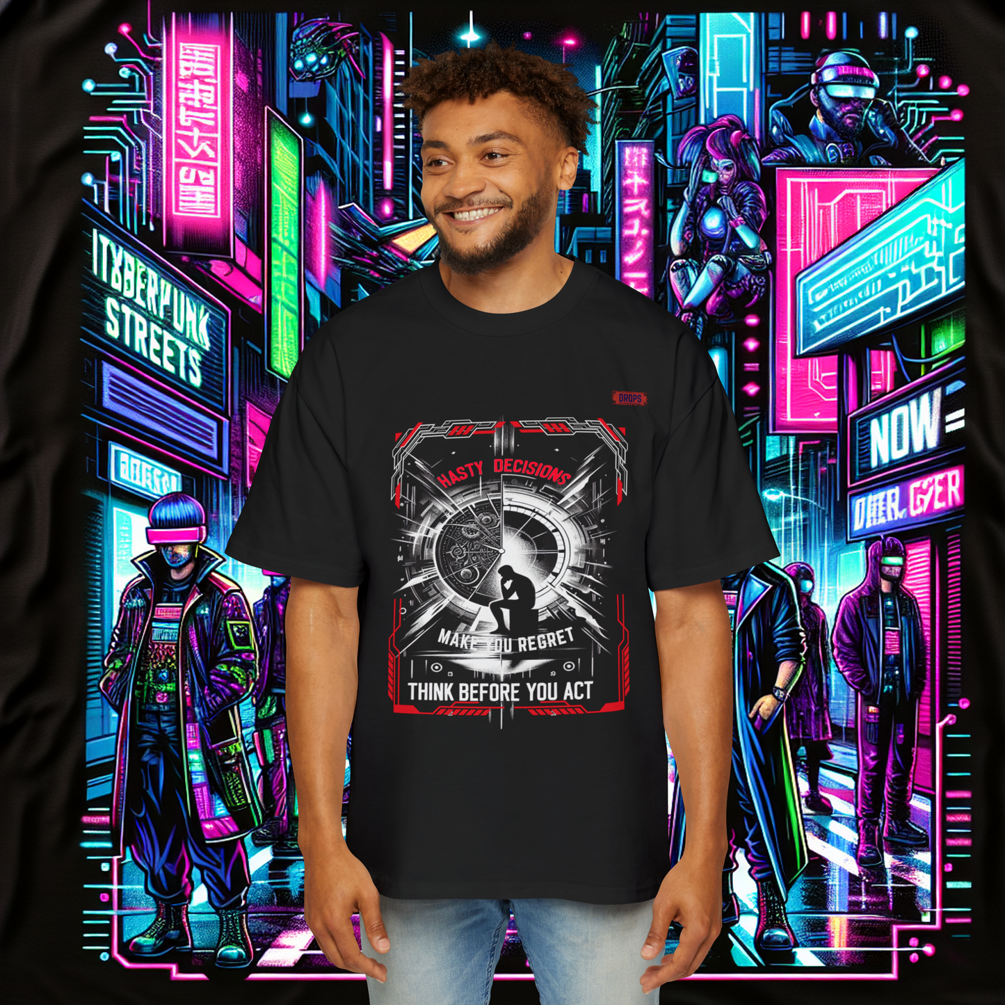 Men's Oversized Graphic Tee_ Series N8+ MENSOSGTEE PT2WW001_ Series SHD 008_ Limited Edition Unique Casual Wear by WesternWaves: