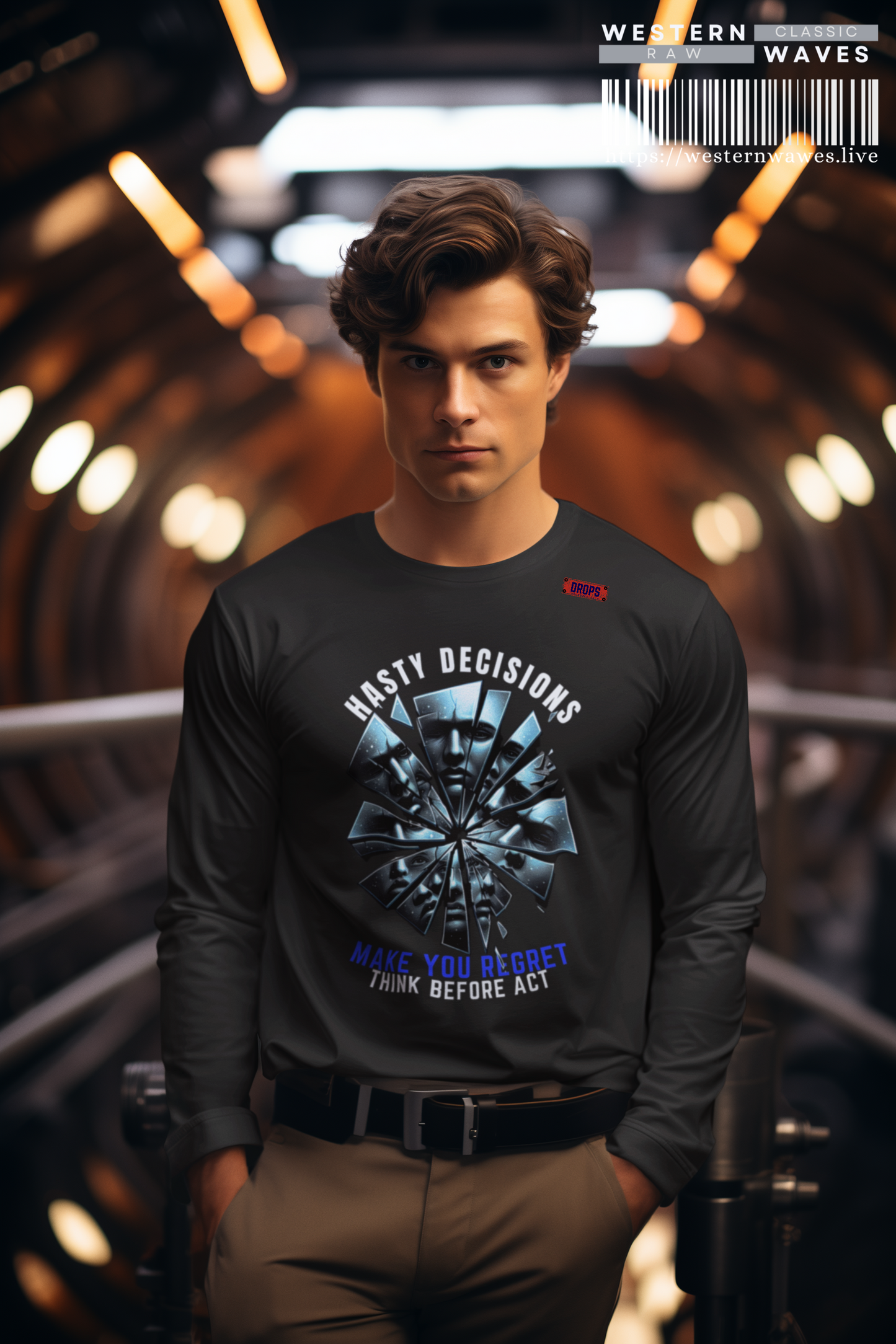 Unisex Long Sleeve T-shirt_ Series N8+ USLSTS PT2WW001_ HSD 009_ Limited Edition Trendy Statement Apparel by WesternWaves: