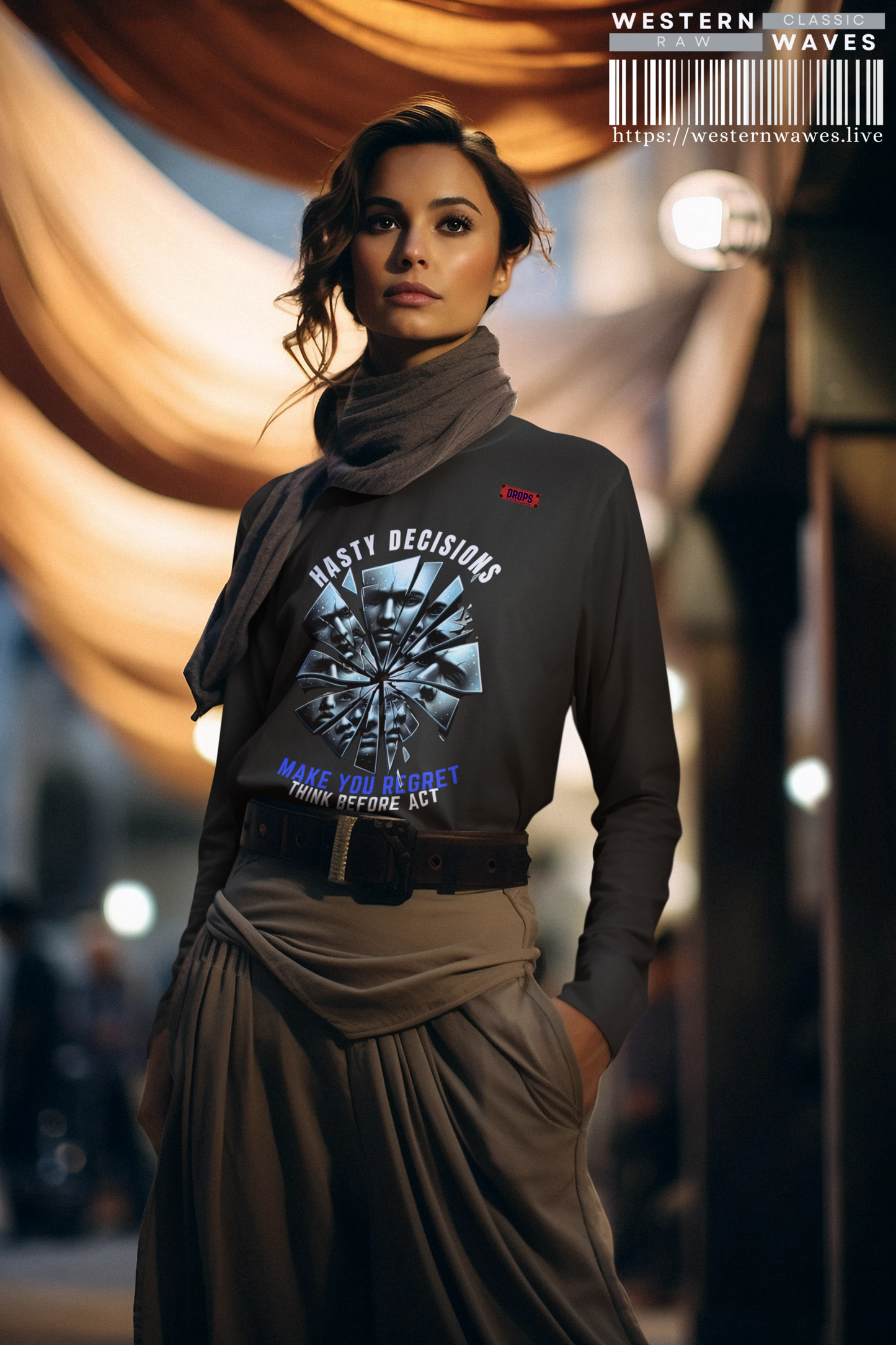 Unisex Long Sleeve T-shirt_ Series N8+ USLSTS PT2WW001_ HSD 009_ Limited Edition Trendy Statement Apparel by WesternWaves: