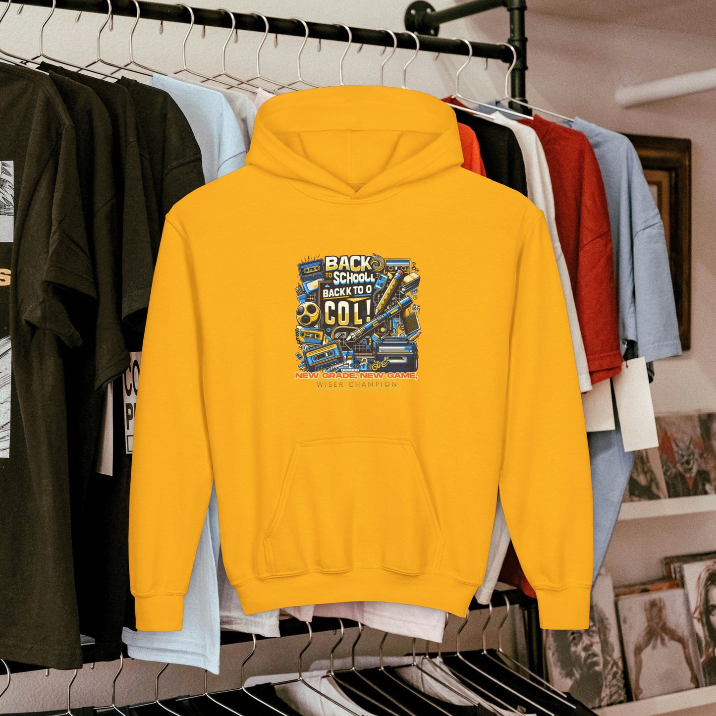 Youth Heavy Blend Hooded Sweatshirt_ Cozy Comfort & Playful Prints for Active Kids_ N8* Series YHBHS003_ Back to School Series Limited Edition by WesternWaves: