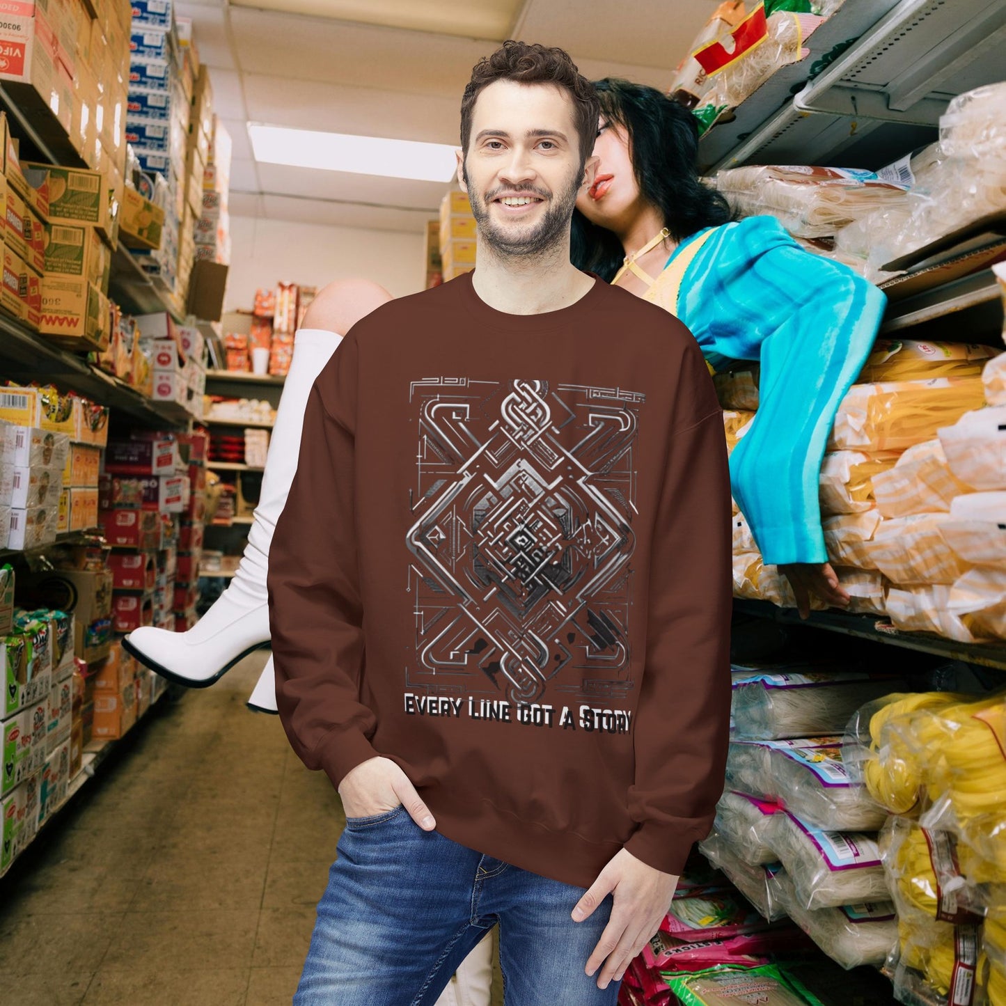Every Line Got A Story Sweatshirt | Unisex Fleece Crewneck, Cozy Pullover, Artistic Gift, Casual Layer, Everyday Wear