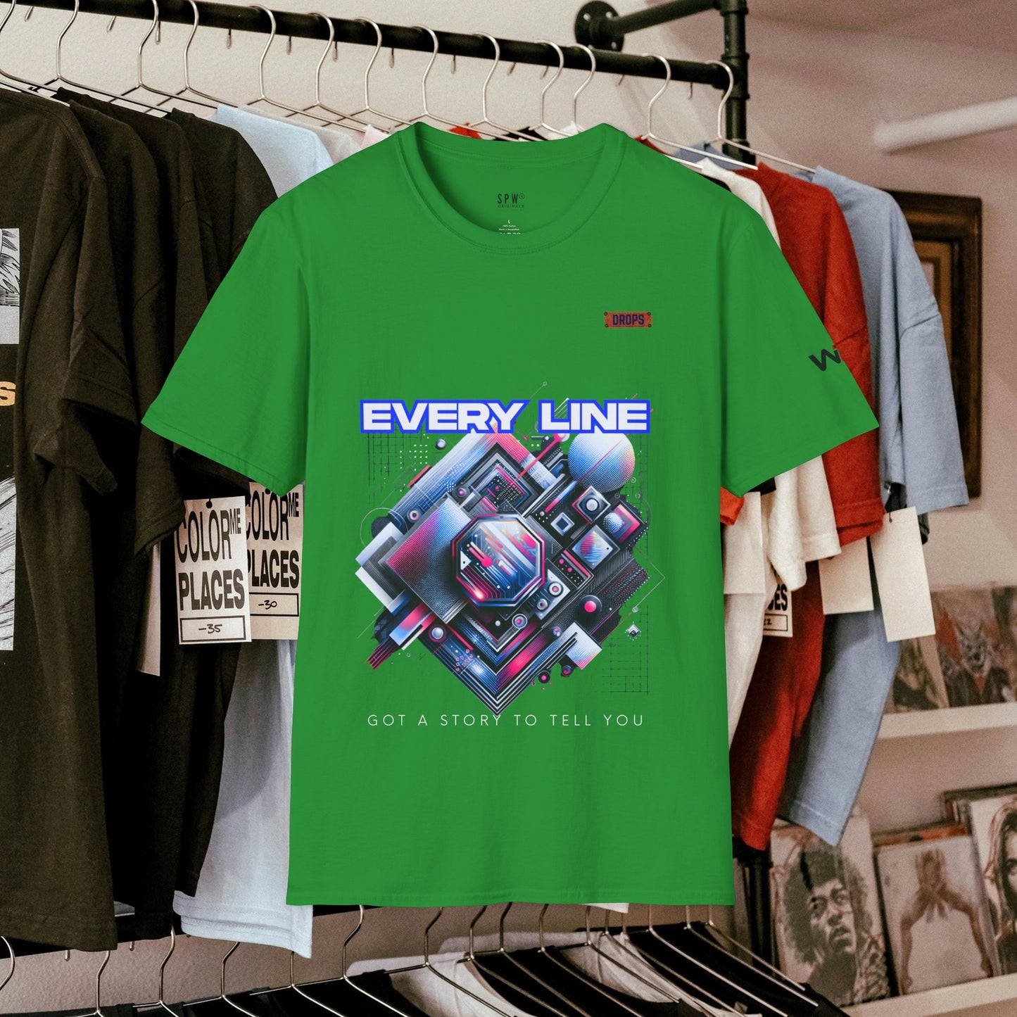 Every Line Graphic Unisex Softstyle T-Shirt | Retro Art Tee, Casual Wear, Gift for Art Lovers, Streetwear, Everyday Style