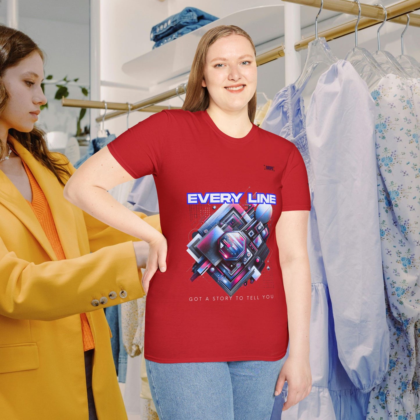 Every Line Graphic Unisex Softstyle T-Shirt | Retro Art Tee, Casual Wear, Gift for Art Lovers, Streetwear, Everyday Style