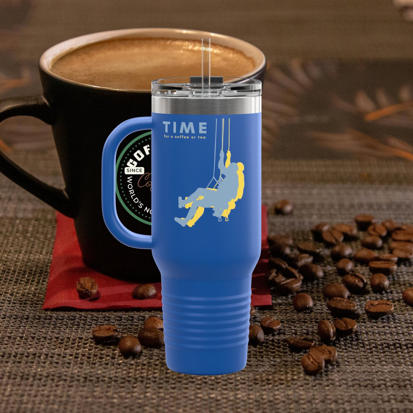 Adventure Insulated Travel Mug_ 40oz with Time & Freedom Design_ N7+ Series AITMUG PT2WW001_ Limited Edition by WesternWaves: