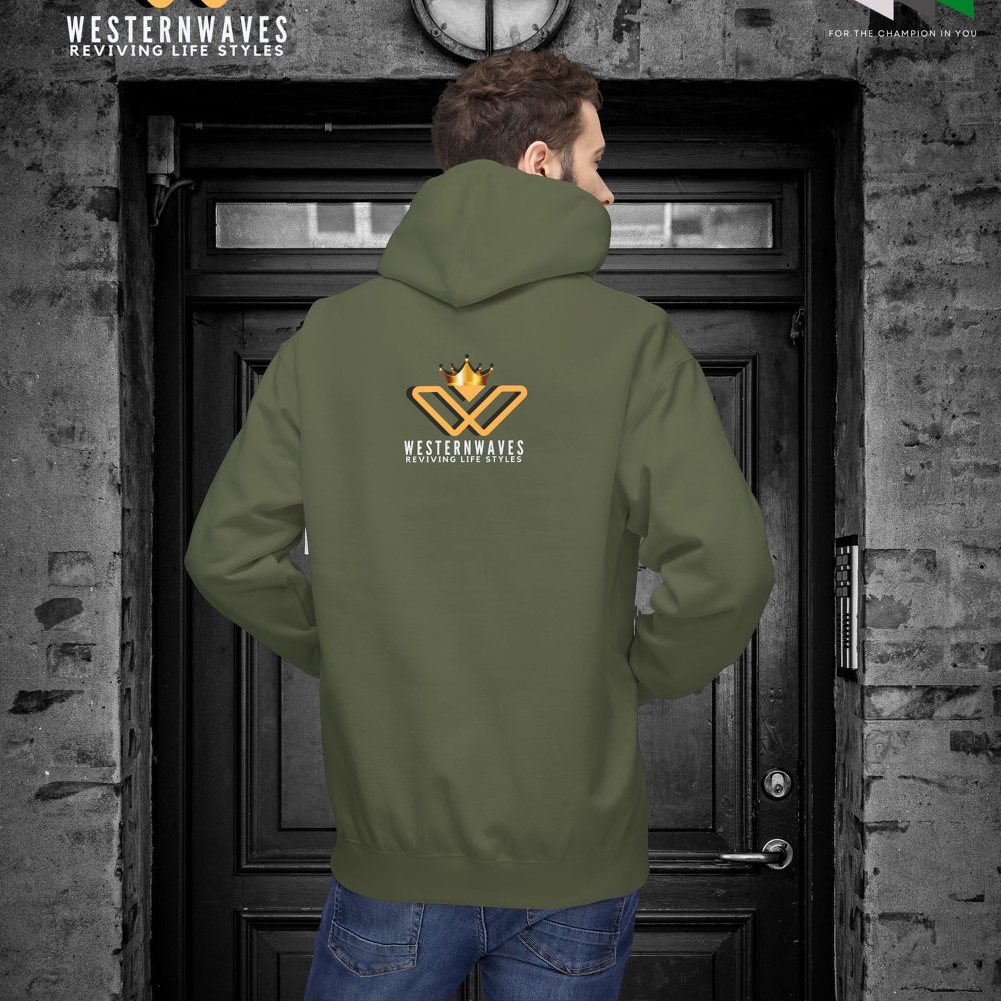 Unisex Midweight Softstyle Fleece Hoodie_ N3+ Series USMWSSFH PT2WW009_ Limited Edition Luxuriously Soft 100% Cotton Face by WesternWaves: