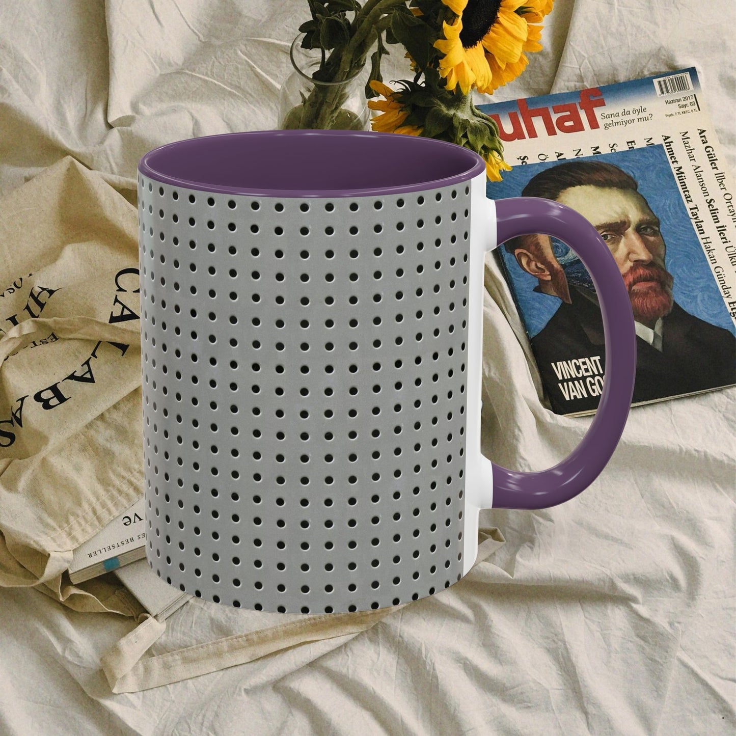 Two Tone Accent Coffee Mug 11oz_ N7+ Series ACMUG11OZ PT2WW001_ Limited Edition Stylish Perforated Design by WesternWaves: