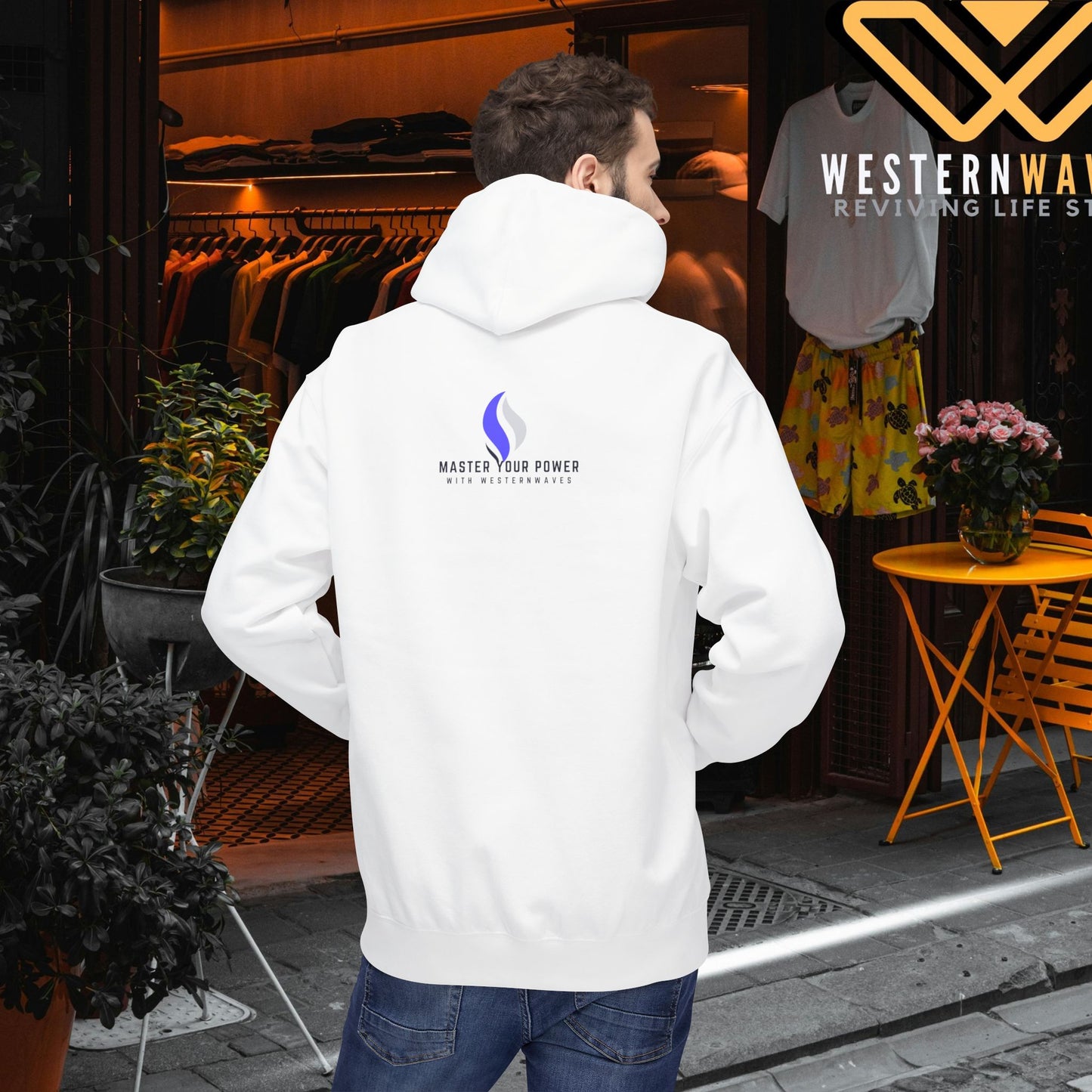 Unisex Midweight Softstyle Fleece Hoodie_ N3+ Series USMWSSFH PT2WW003_ Limited Edition Luxuriously Soft 100% Cotton Face by WesternWaves: