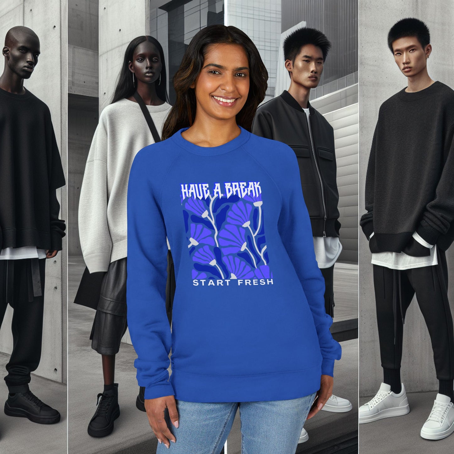 Unisex Sponge Fleece Raglan Sweatshirt_ Series UWD 062_ Limited Edition Cozy Fashion Streewear by WesternWaves: