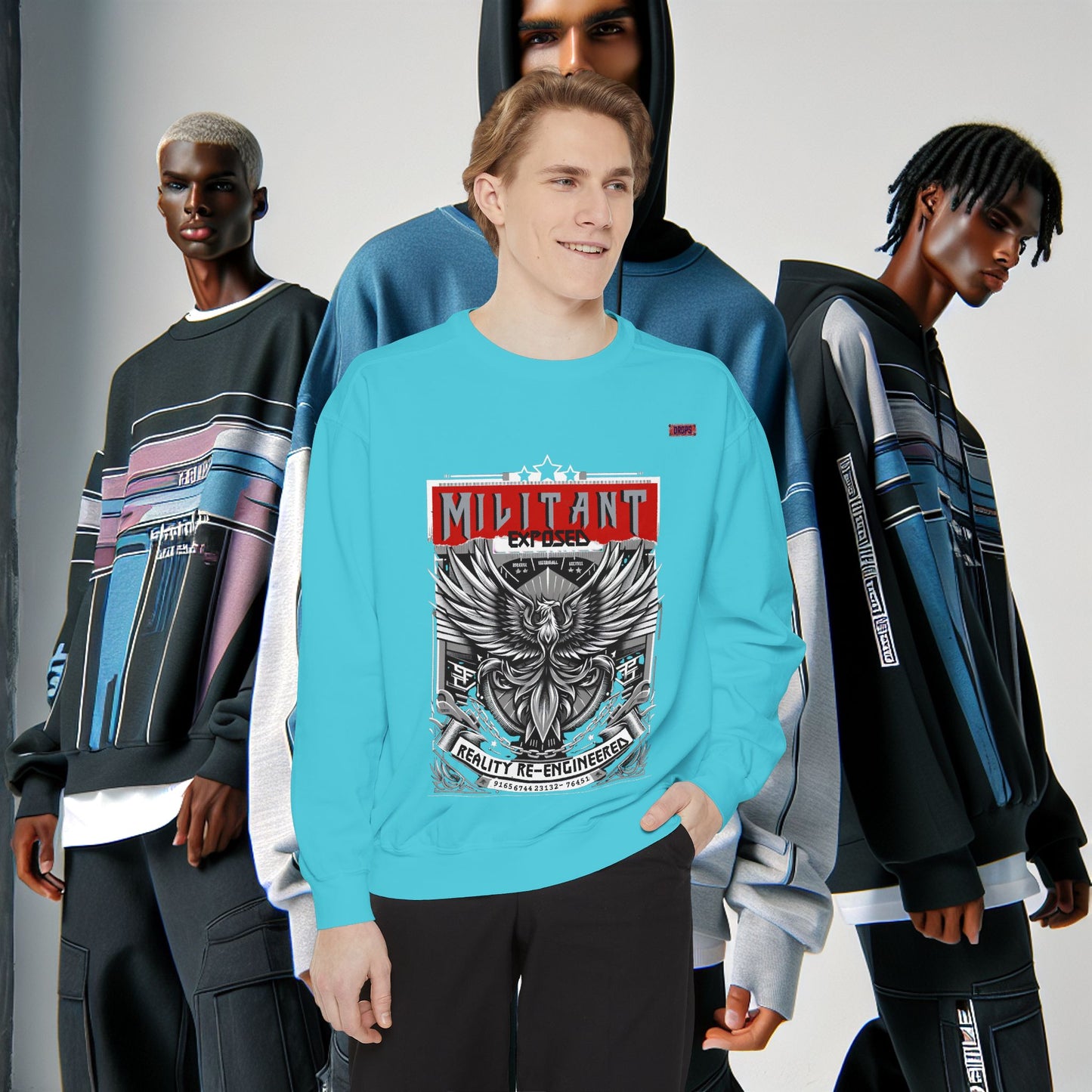 Unisex Garment-Dyed Sweatshirt_ N8+ Series SPW USMWSSFCNSS PT2WW001_ Limited Edition by WesternWaves: