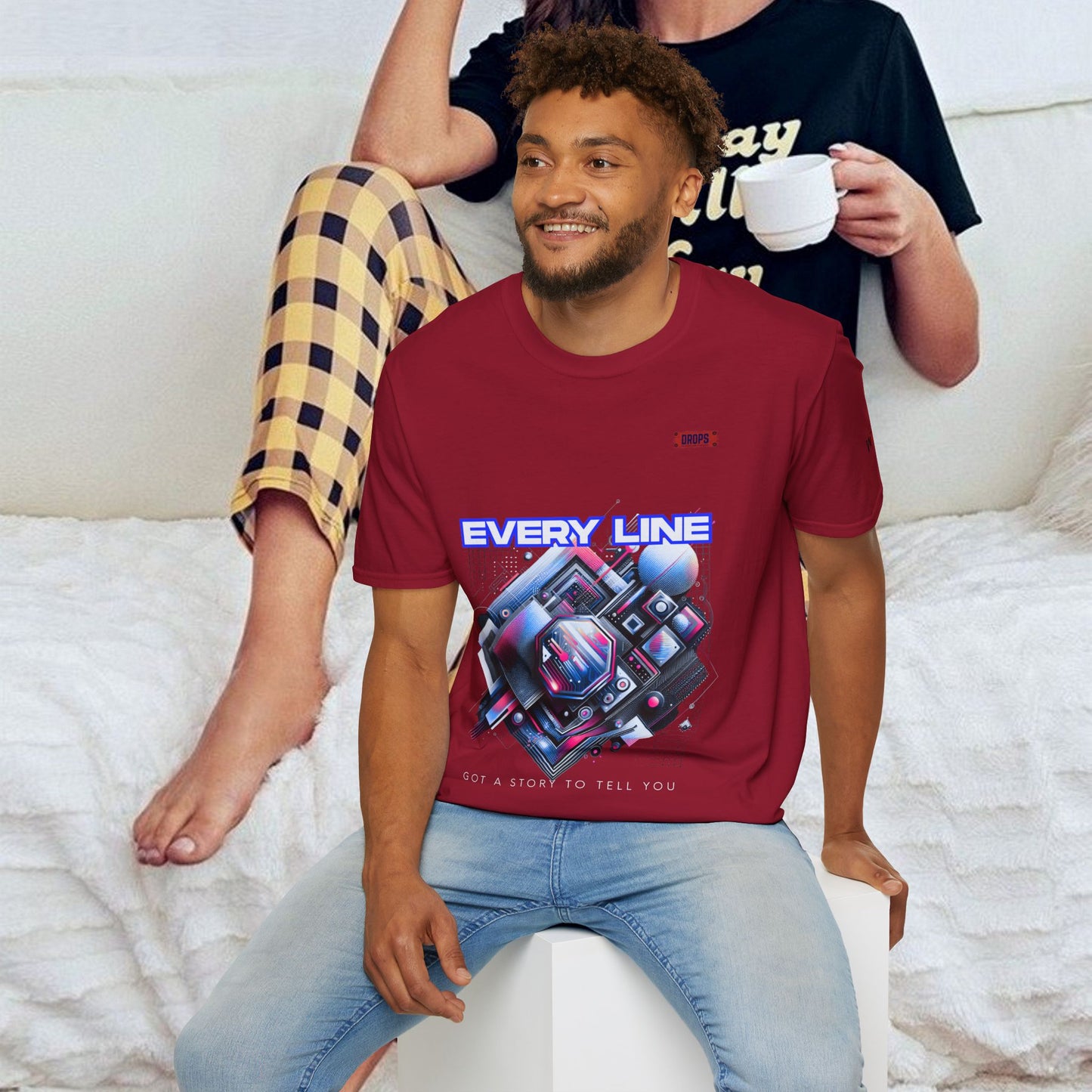 Every Line Graphic Unisex Softstyle T-Shirt | Retro Art Tee, Casual Wear, Gift for Art Lovers, Streetwear, Everyday Style