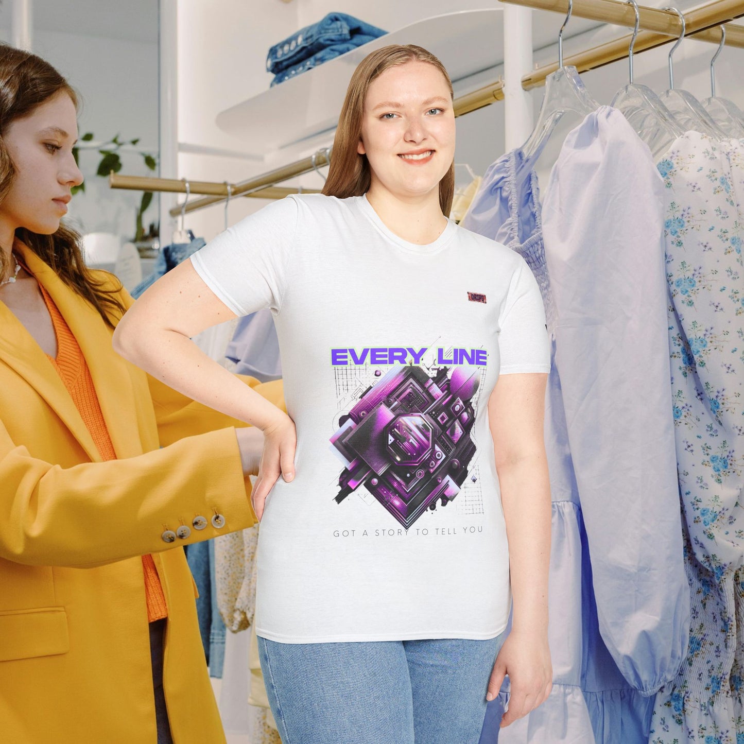 Every Line Graphic Unisex Softstyle T-Shirt | Retro Art Tee, Casual Wear, Gift for Art Lovers, Streetwear, Everyday Style