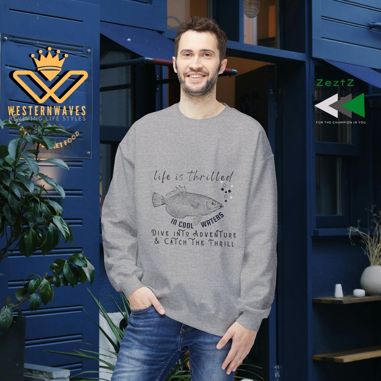 Unisex Midweight Softstyle Fleece Crewneck Sweatshirt_ N3+ Series USMWSSFCNSS PT2WW007_ Limited Edition Stylish Eco-conscious Raw Classic by WesternWaves: