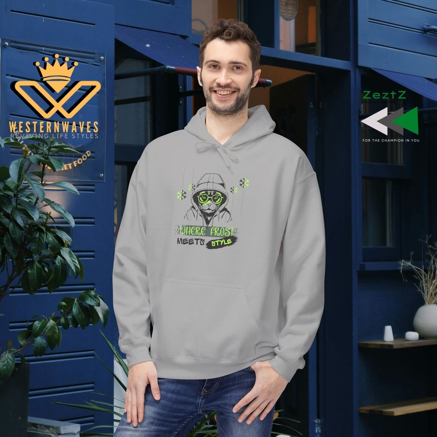 Unisex Midweight Softstyle Fleece Hoodie_ N3+ Series USMWSSFH PT2WW001_ Limited Edition Luxuriously Soft 100% Cotton Face by WesternWaves:
