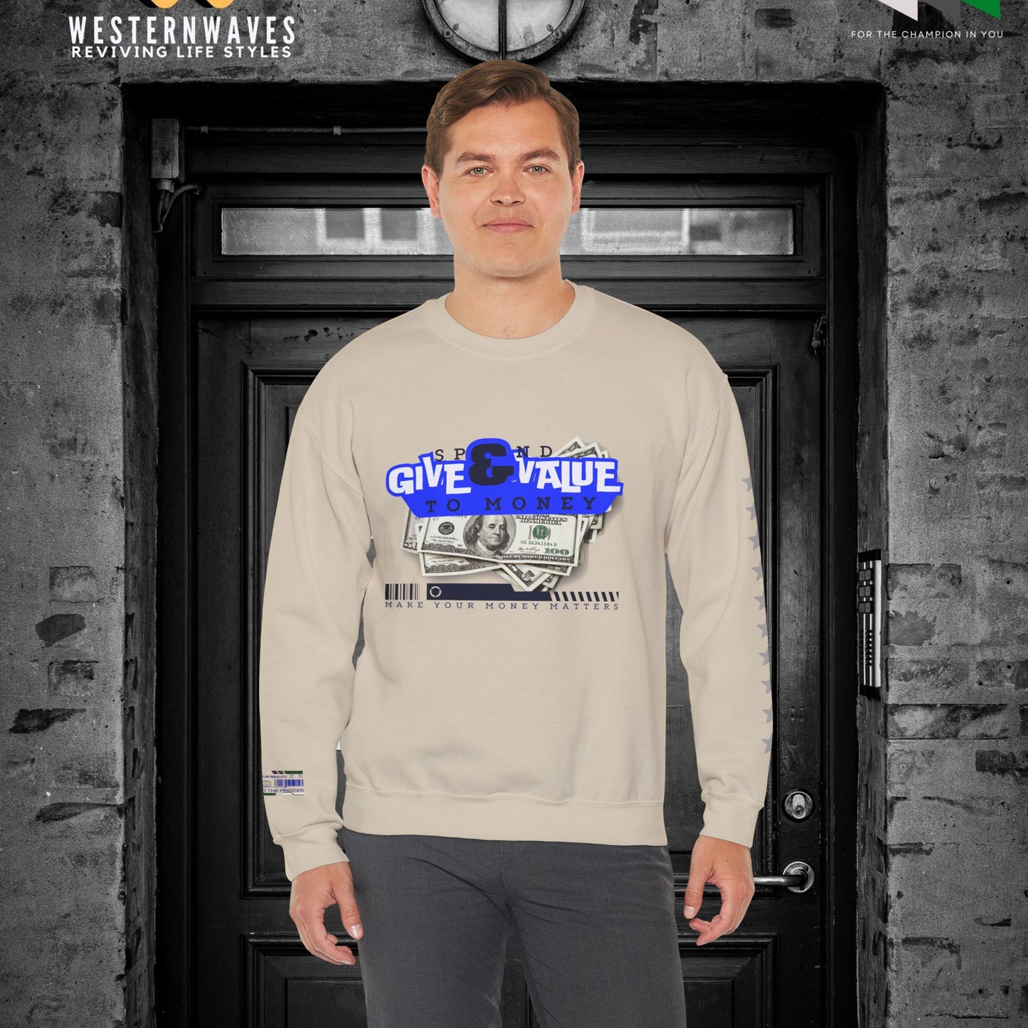 Unisex Heavy Blend™ Crewneck Sweatshirt_ N3+ Series UHBCSS PT2WW036_ Limited Edition Pure Luxury By WesternWaves: