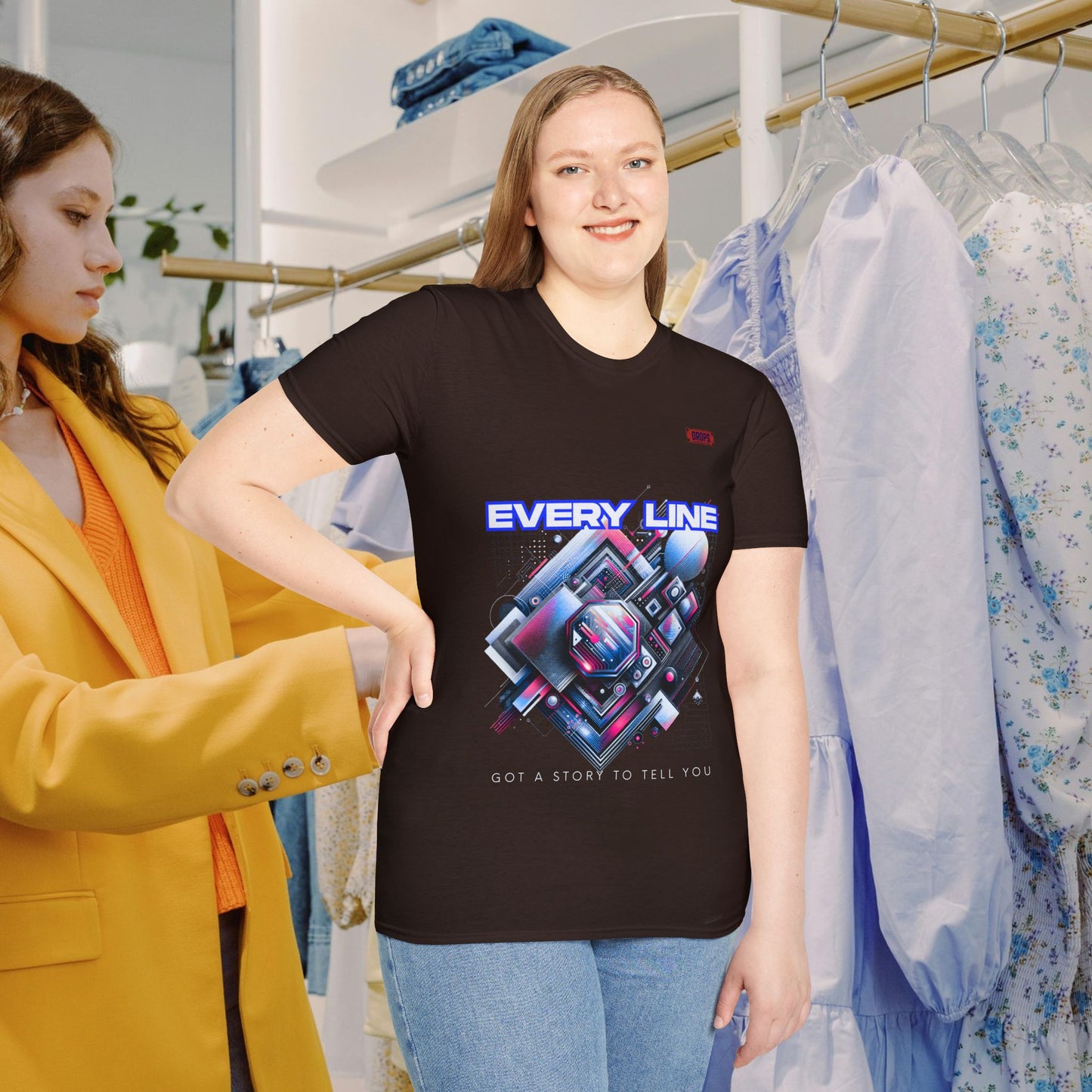 Every Line Graphic Unisex Softstyle T-Shirt | Retro Art Tee, Casual Wear, Gift for Art Lovers, Streetwear, Everyday Style