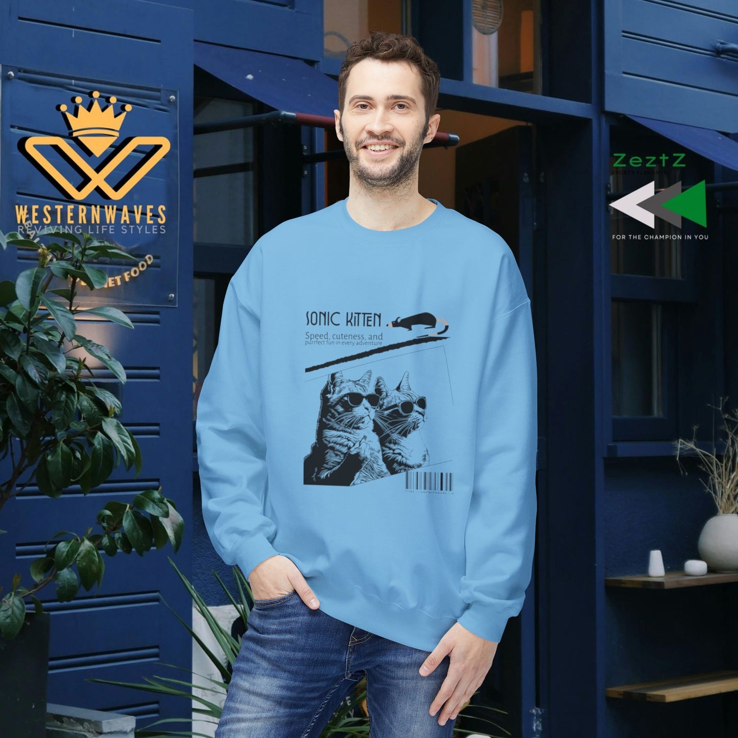 Unisex Midweight Fleece Crewneck Sweatshirt_ N3+ Series UXMWFCS PT2WW015_ WesternWaves Signature Limited Edition: