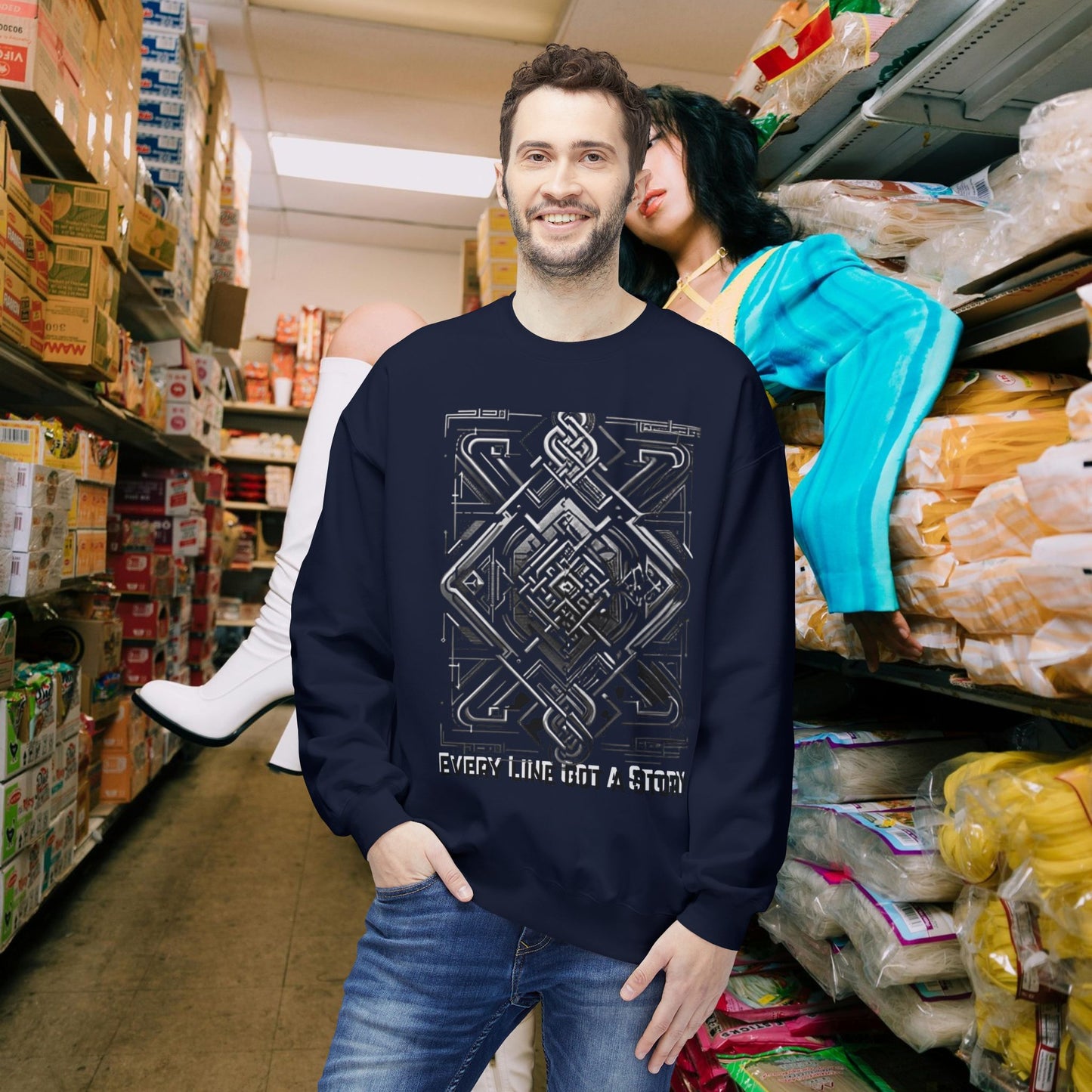 Every Line Got A Story Sweatshirt | Unisex Fleece Crewneck, Cozy Pullover, Artistic Gift, Casual Layer, Everyday Wear