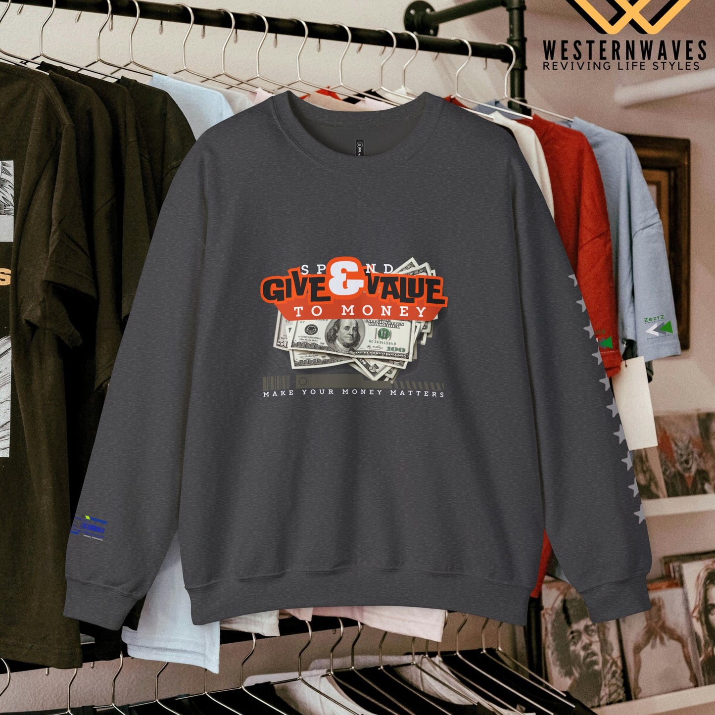Unisex Heavy Blend™ Crewneck Sweatshirt_ N3+ Series UHBCSS PT2WW035_ Limited Edition Pure Luxury By WesternWaves: