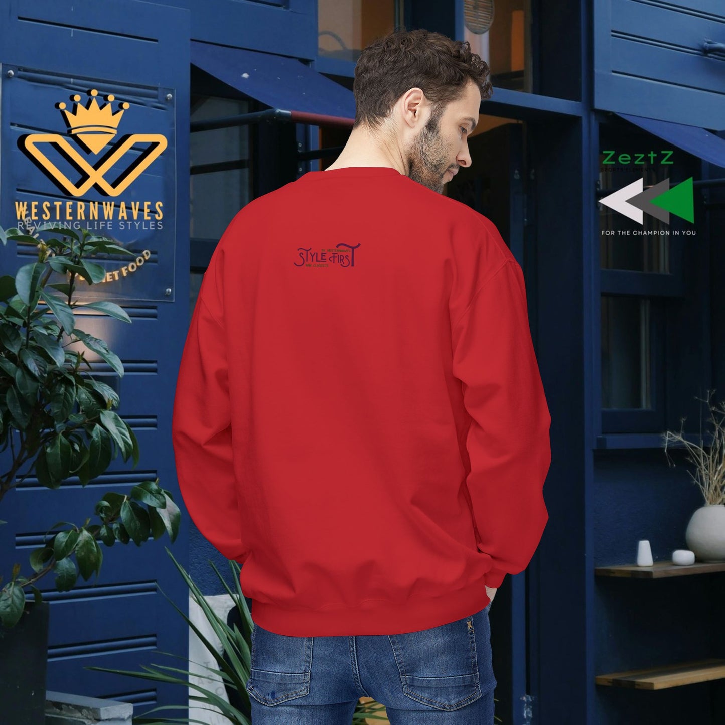 Unisex Midweight Softstyle Fleece Crewneck Sweatshirt_ N2+ Series USMWSSFCNSS PT2WW010_ Limited Edition Stylish Eco-conscious Raw Classic by WesternWaves: