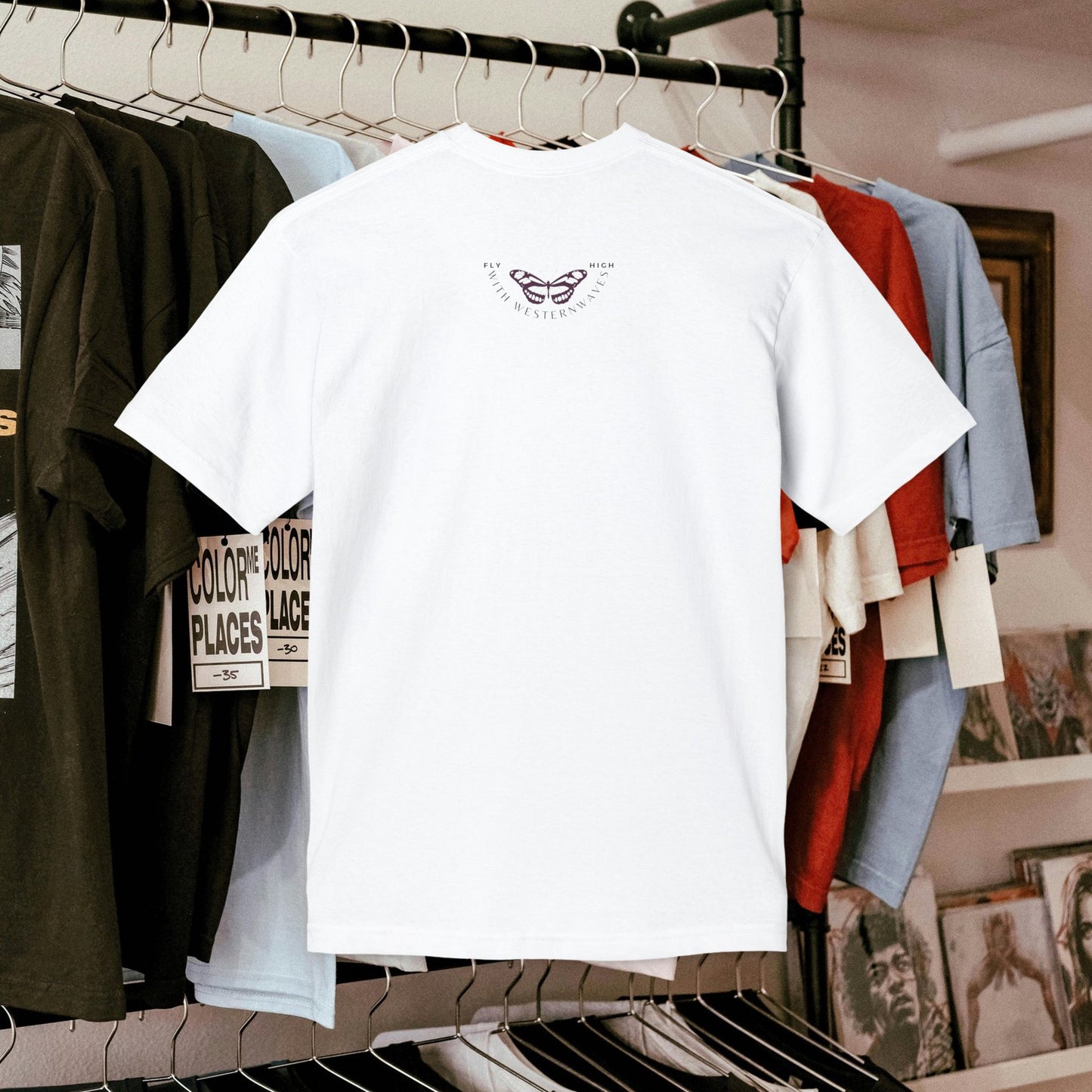 Unisex Midweight T-shirt, Made in USA_ N+ Series UMTS PT2WW007_ Limited Edition Design by WesternWaves: