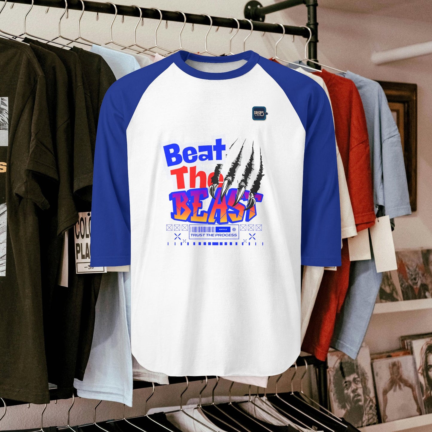 Beat the Beast Unisex Raglan Shirt - Retro Style, Perfect for Music Lovers and Casual Wear_ 19 April 2025_ 004