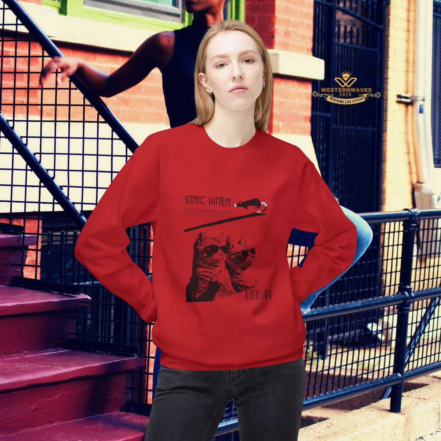 Unisex Midweight Fleece Crewneck Sweatshirt_ N3+ Series UXMWFCS PT2WW015_ WesternWaves Signature Limited Edition: