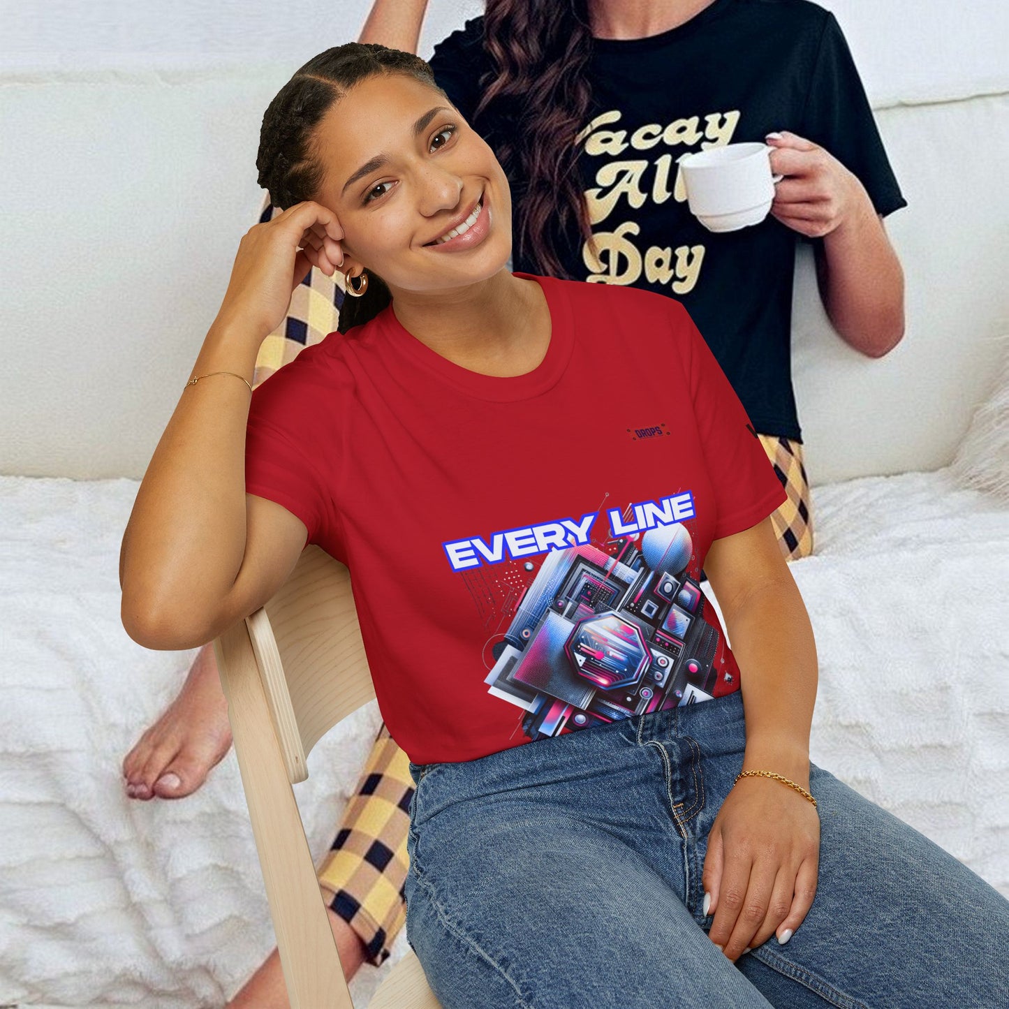 Every Line Graphic Unisex Softstyle T-Shirt | Retro Art Tee, Casual Wear, Gift for Art Lovers, Streetwear, Everyday Style
