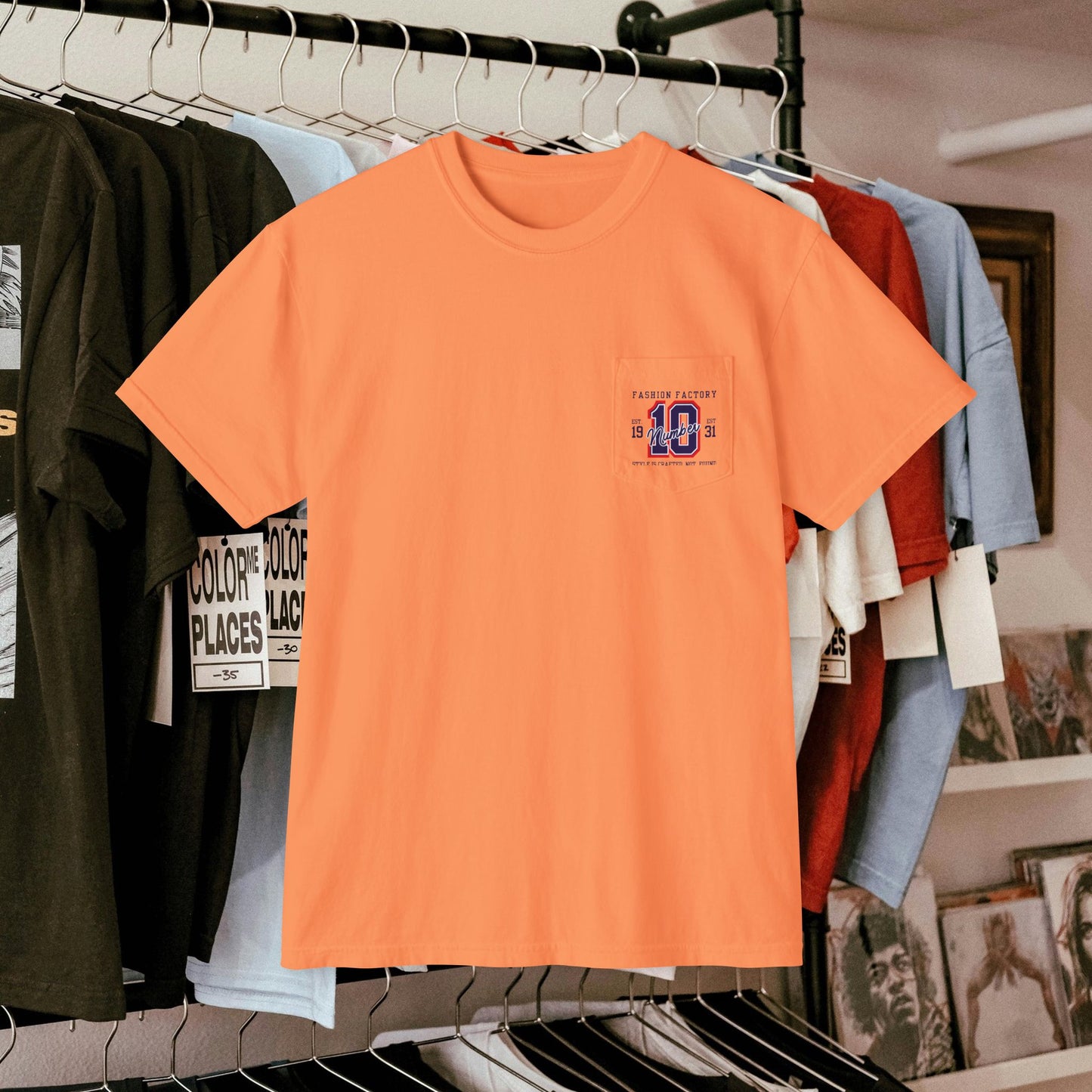 Unisex Garment-Dyed Pocket T-Shirt_ N3+ Series USGDPTS PT2WW001_ Limited Edition Raw Classic by WesternWaves: