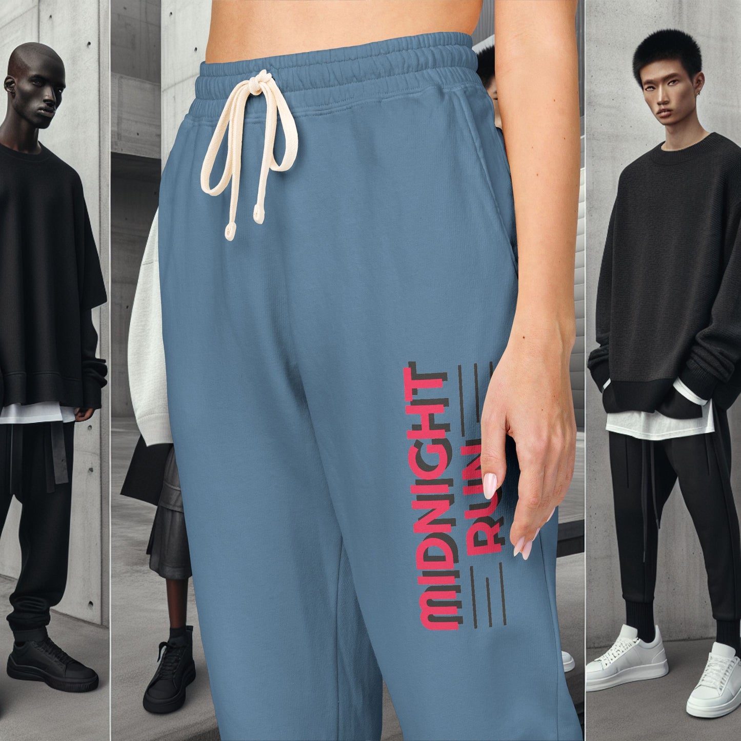 Unisex Fleece Sweatpants with Playful Design_ Series UWD 080_ Limited Edition Cozy Lounge Pants by WesternWaves: