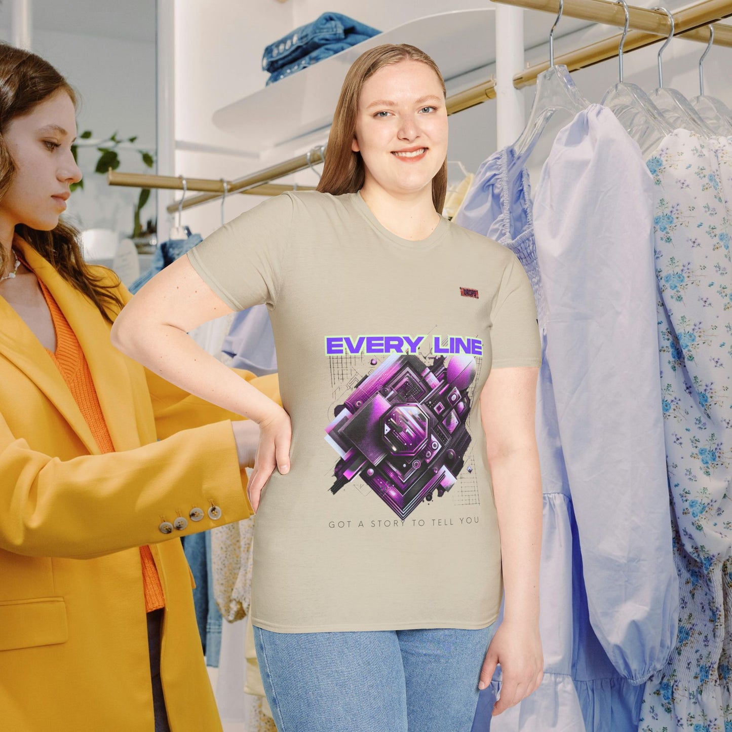 Every Line Graphic Unisex Softstyle T-Shirt | Retro Art Tee, Casual Wear, Gift for Art Lovers, Streetwear, Everyday Style