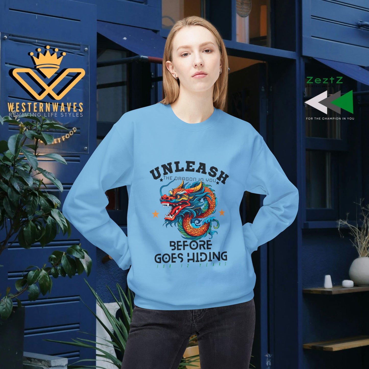 Unisex Midweight Softstyle Fleece Crewneck Sweatshirt_ N3+ Series USMWSSFCNSS PT2WW001_ Limited Edition Stylish Eco-conscious Raw Classic by WesternWaves: