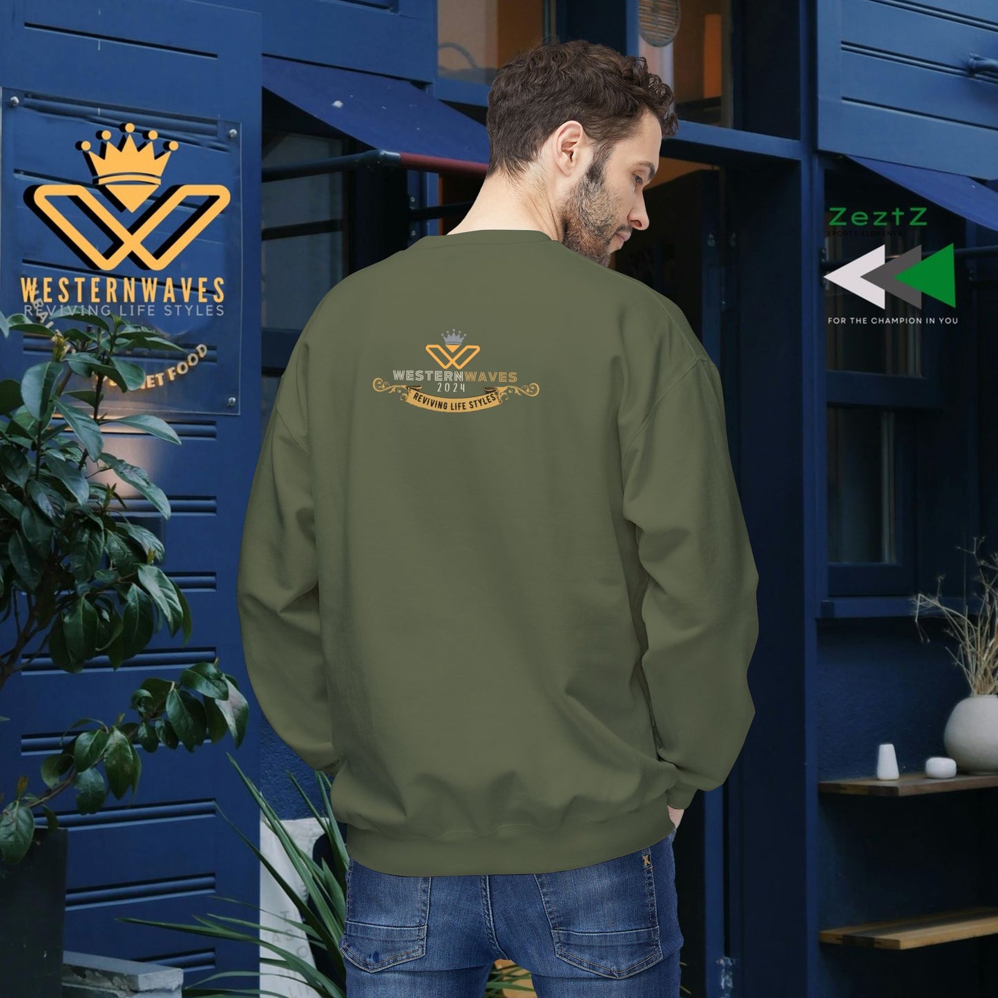 Unisex Midweight Fleece Crewneck Sweatshirt_ N3+ Series UXMWFCS PT2WW015_ WesternWaves Signature Limited Edition:
