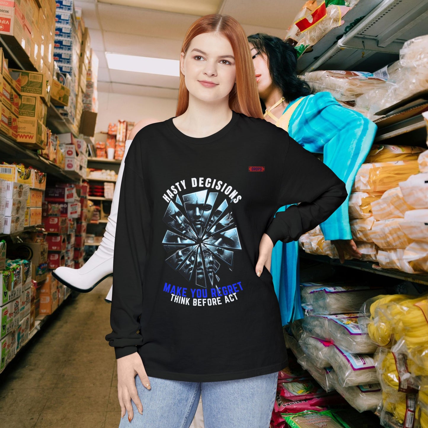 Unisex Long Sleeve T-shirt_ Series N8+ USLSTS PT2WW001_ HSD 009_ Limited Edition Trendy Statement Apparel by WesternWaves: