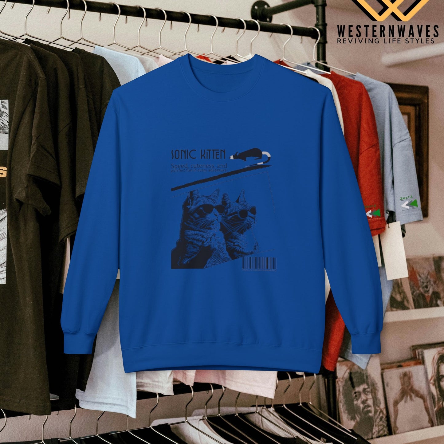 Unisex Midweight Fleece Crewneck Sweatshirt_ N3+ Series UXMWFCS PT2WW015_ WesternWaves Signature Limited Edition: