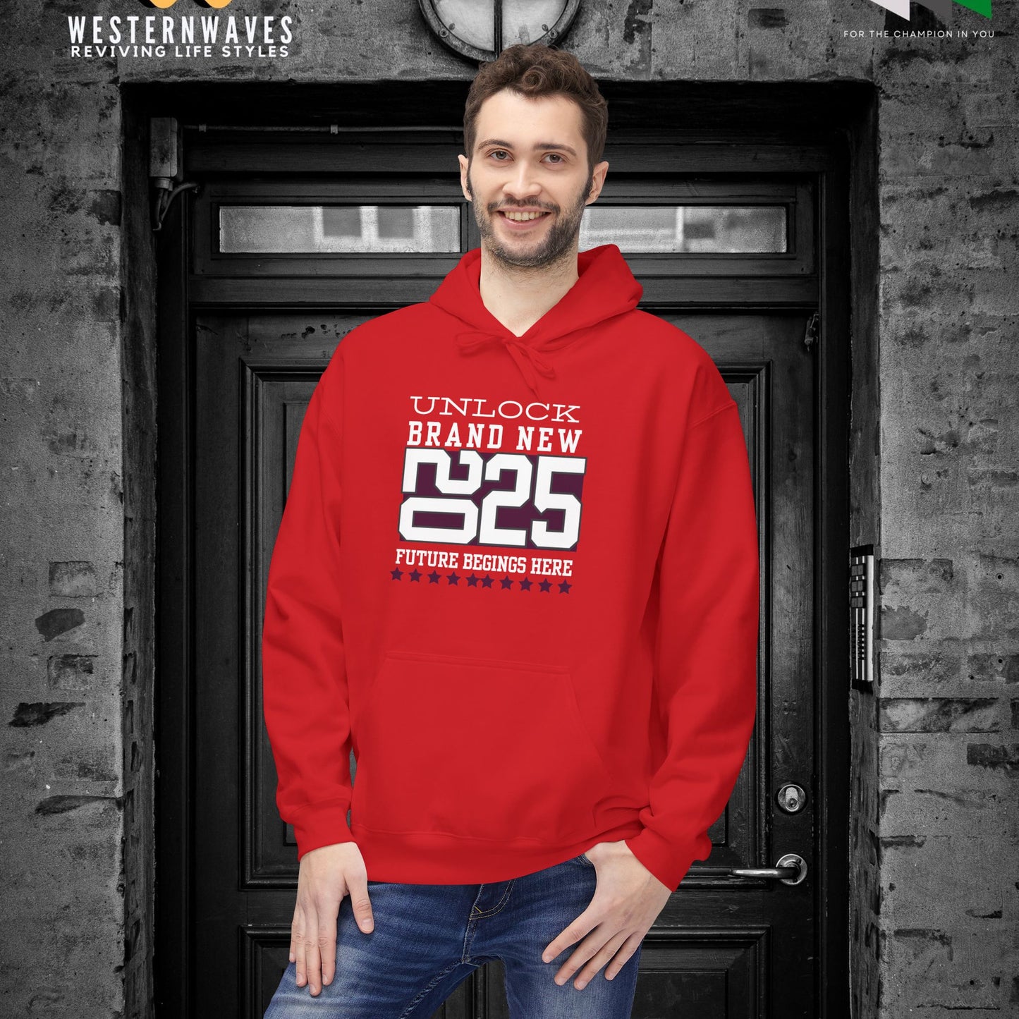 Unisex Midweight Softstyle Fleece Hoodie_ N3+ Series USMWSSFH PT2WW009_ Limited Edition Luxuriously Soft 100% Cotton Face by WesternWaves: