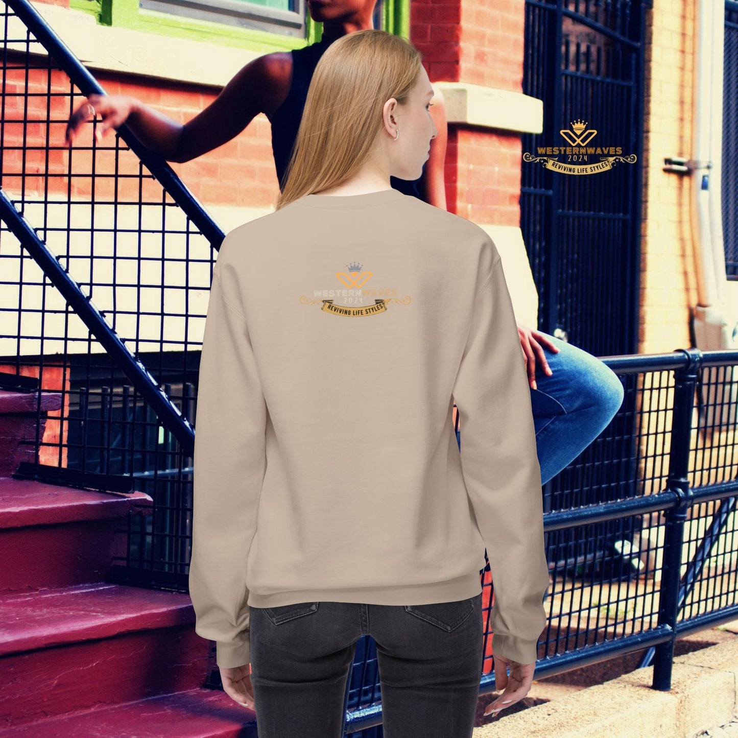 Unisex Midweight Fleece Crewneck Sweatshirt_ N3+ Series UXMWFCS PT2WW015_ WesternWaves Signature Limited Edition: