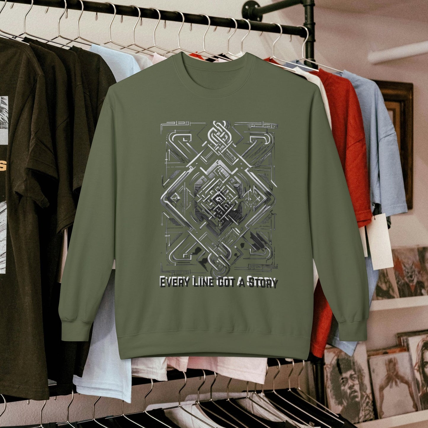 Every Line Got A Story Sweatshirt | Unisex Fleece Crewneck, Cozy Pullover, Artistic Gift, Casual Layer, Everyday Wear