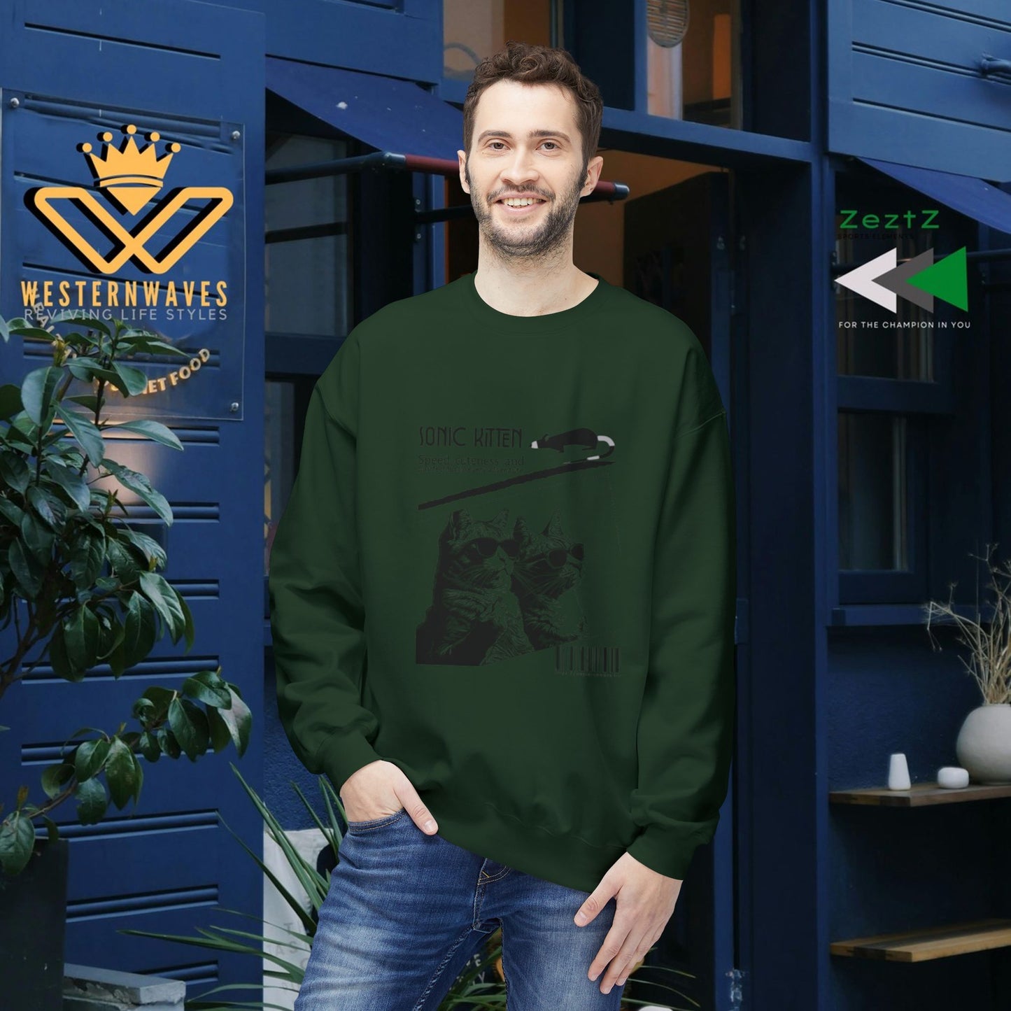 Unisex Midweight Fleece Crewneck Sweatshirt_ N3+ Series UXMWFCS PT2WW015_ WesternWaves Signature Limited Edition: