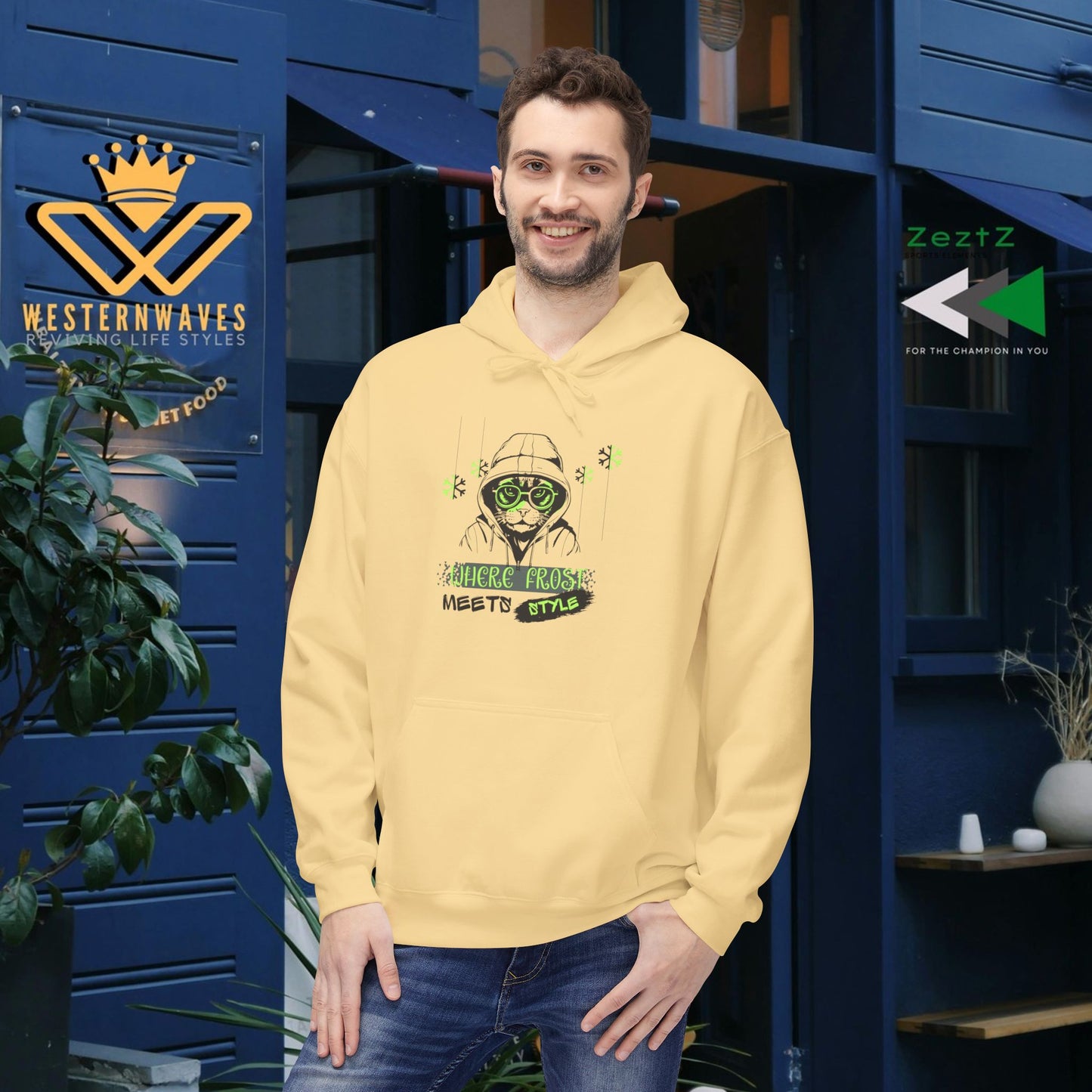 Unisex Midweight Softstyle Fleece Hoodie_ N3+ Series USMWSSFH PT2WW001_ Limited Edition Luxuriously Soft 100% Cotton Face by WesternWaves:
