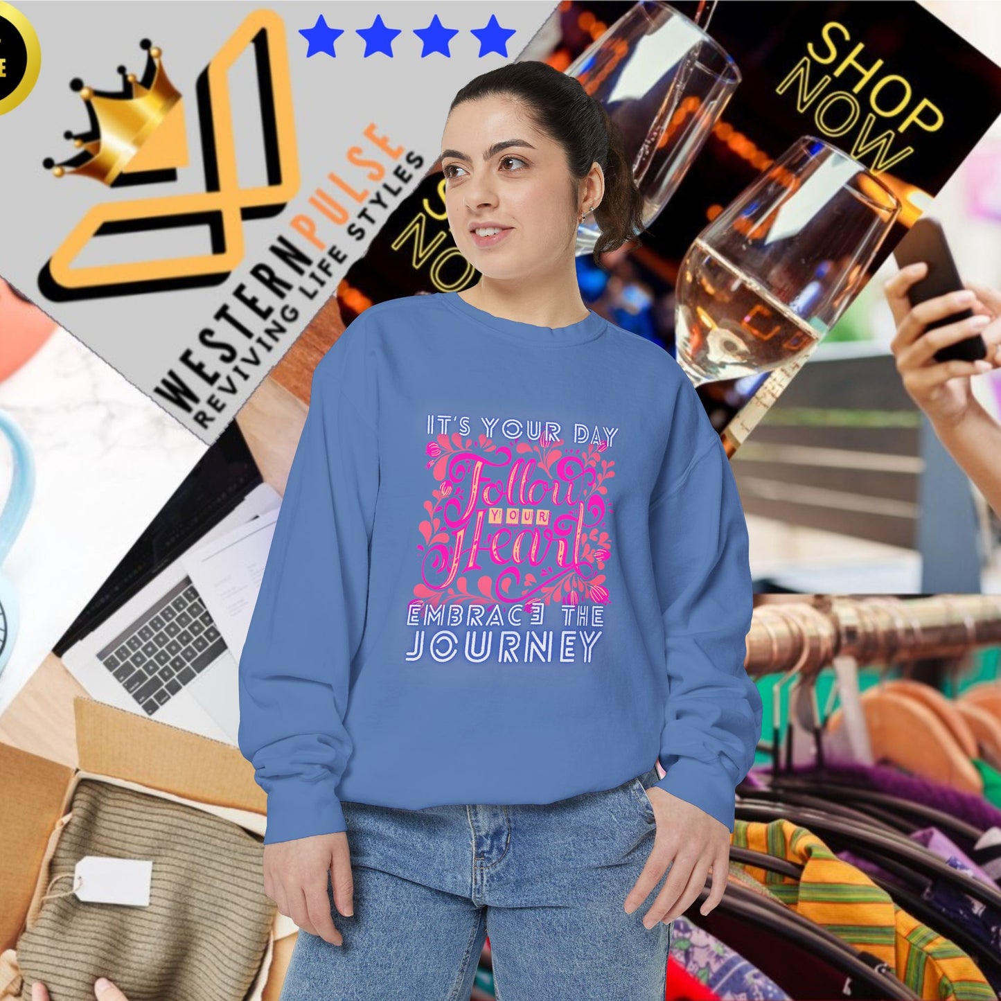 Unisex Garment-Dyed Sweatshirt_ N3+ Series UGDSS PT2WW001_ WesternWaves Limited Edition: