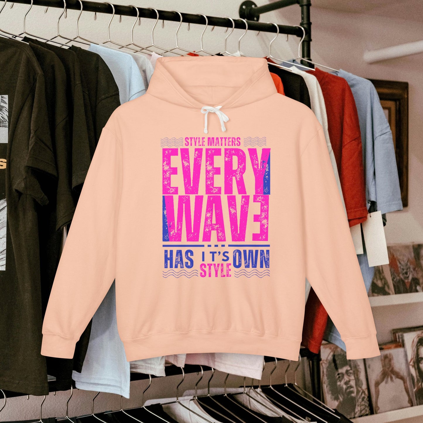 Lightweight Hooded Sweatshirt - Sustainable US Cotton - N3+ Series LWHSS PT2WW009_ Limited Edition Trend Seekers Design by WesternWaves: