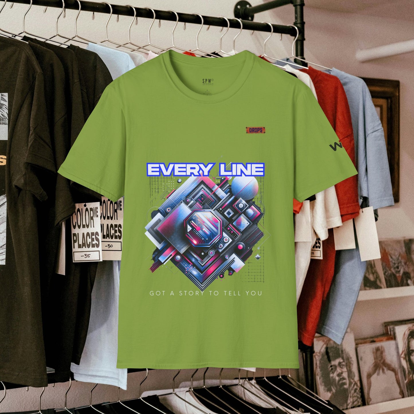 Every Line Graphic Unisex Softstyle T-Shirt | Retro Art Tee, Casual Wear, Gift for Art Lovers, Streetwear, Everyday Style